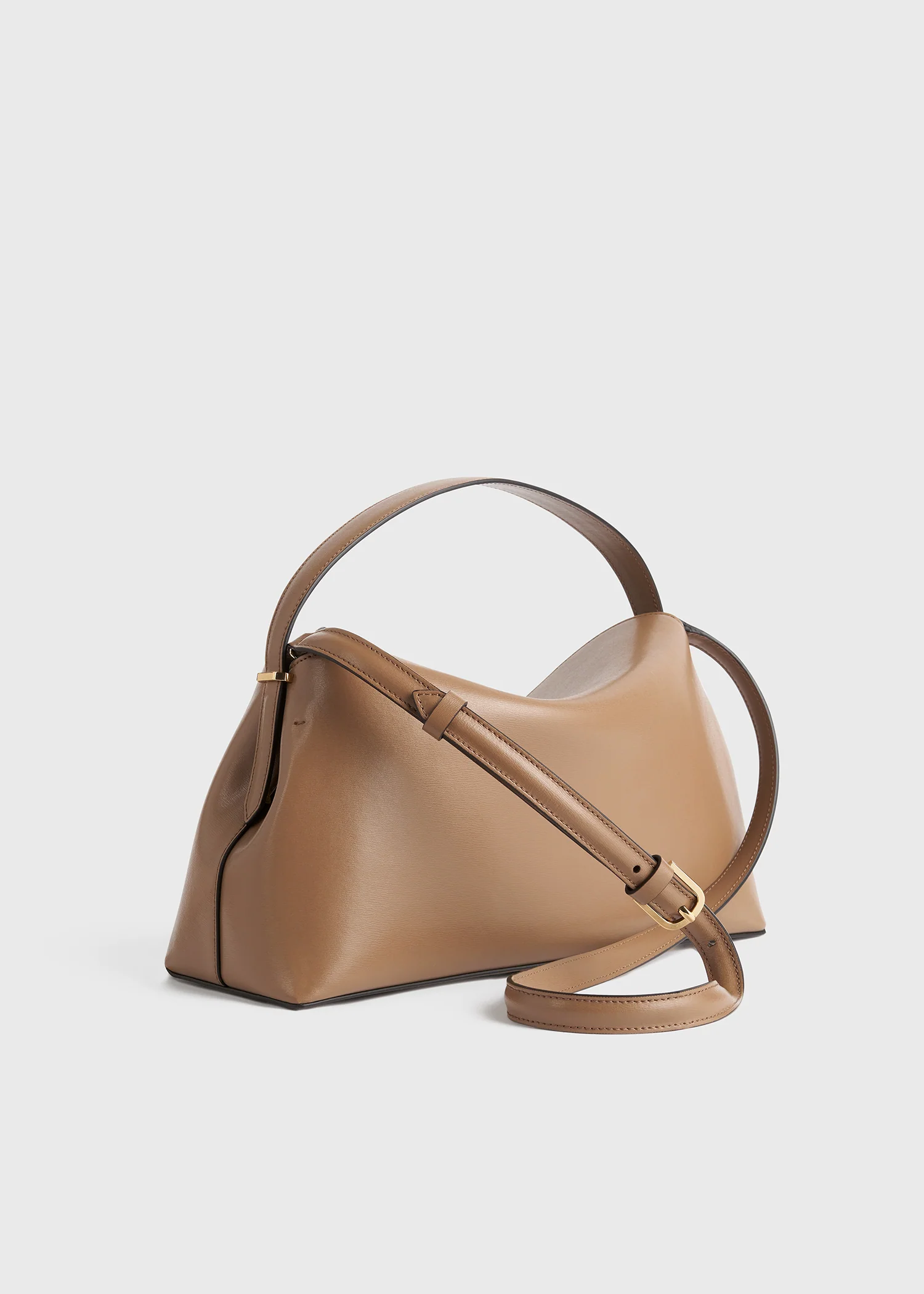 T-lock leather top handle camel - Image 4