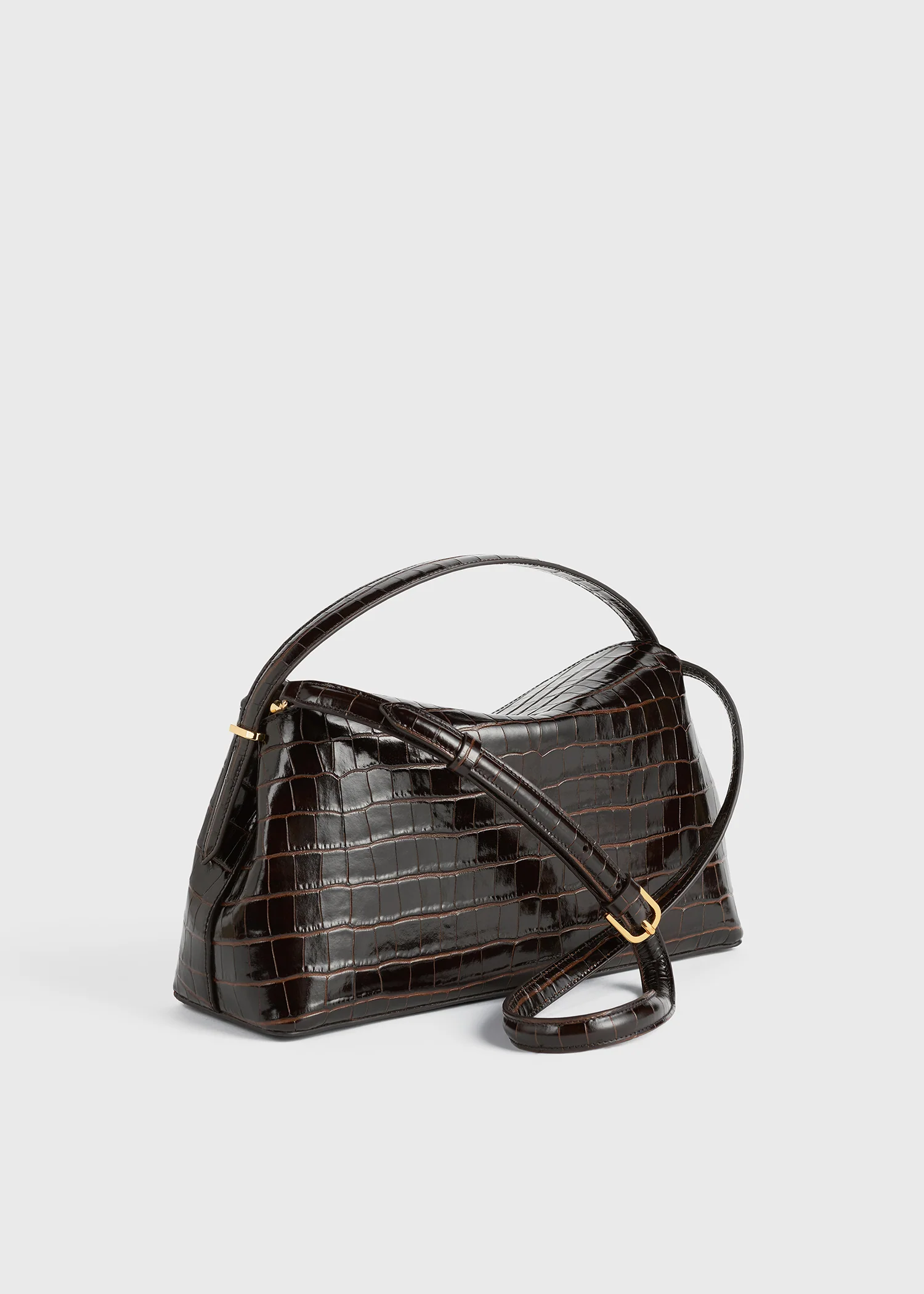T-lock croco-embossed top handle dark brown - Image 5