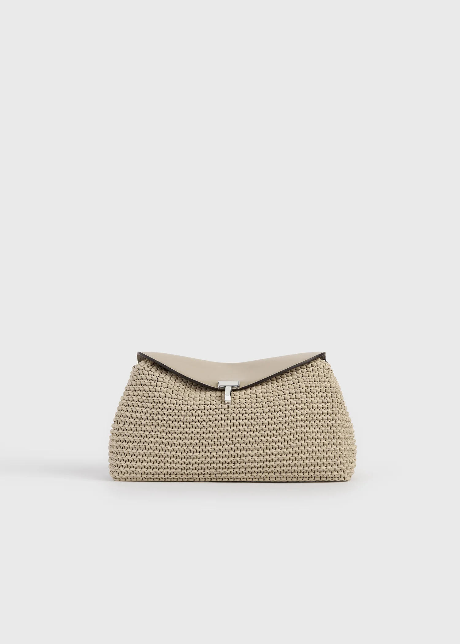 T-lock woven-leather clutch fawn - Image 9