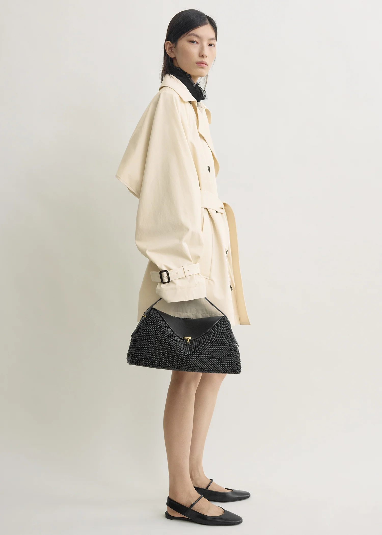 T-lock woven-leather top handle black - Image 3