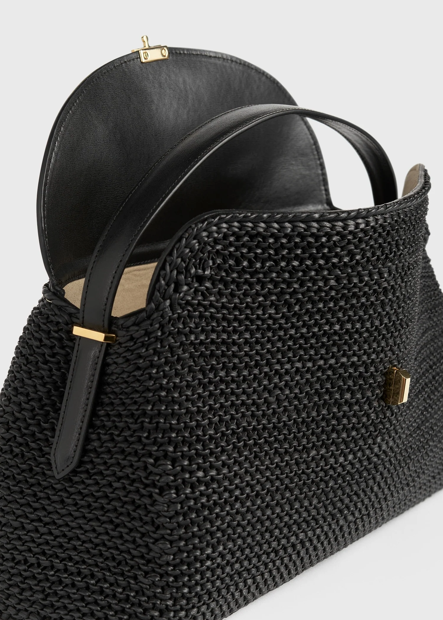 T-lock woven-leather top handle black - Image 7