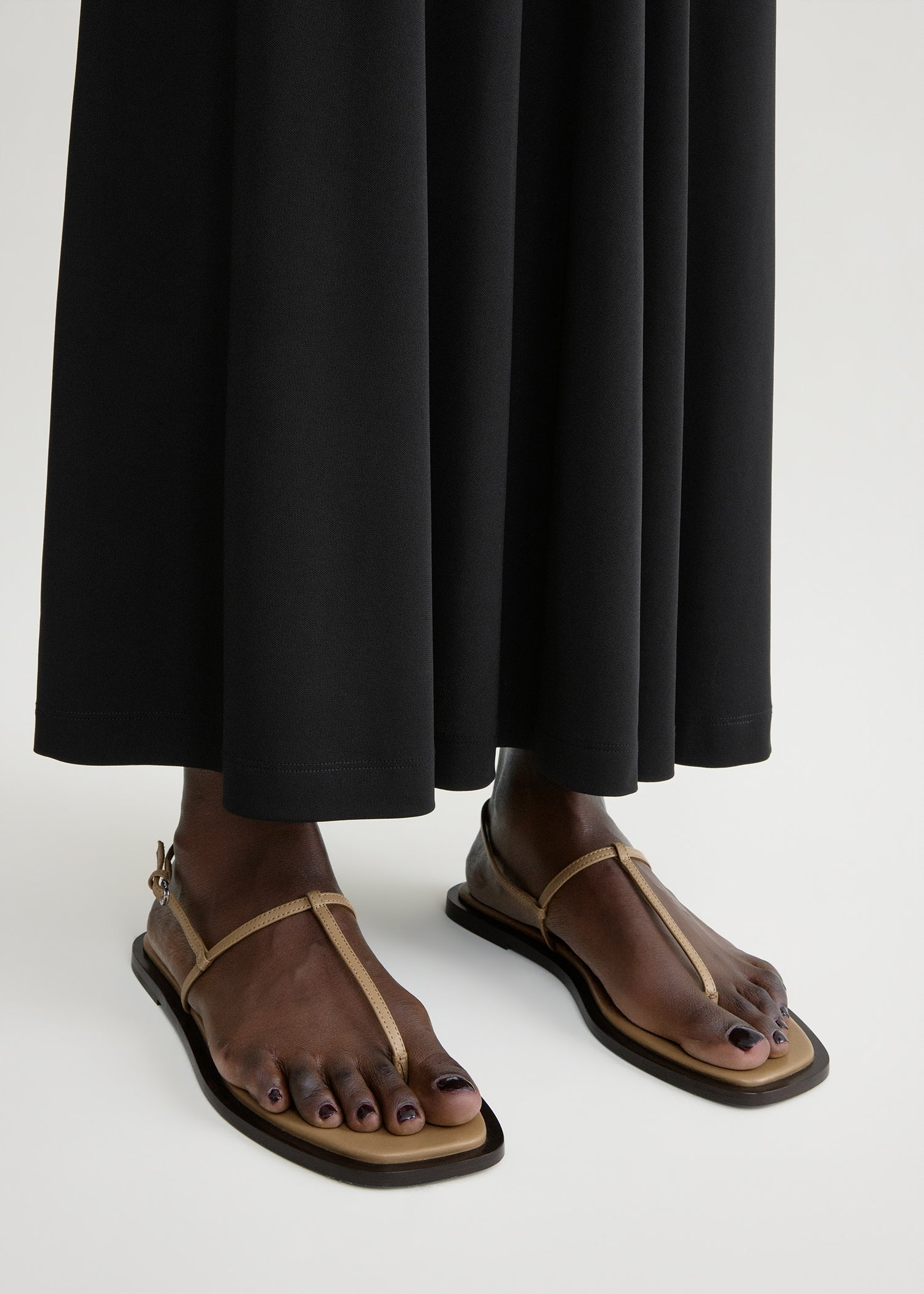 T-strap nappa sandals desert/dark brown - Image 3