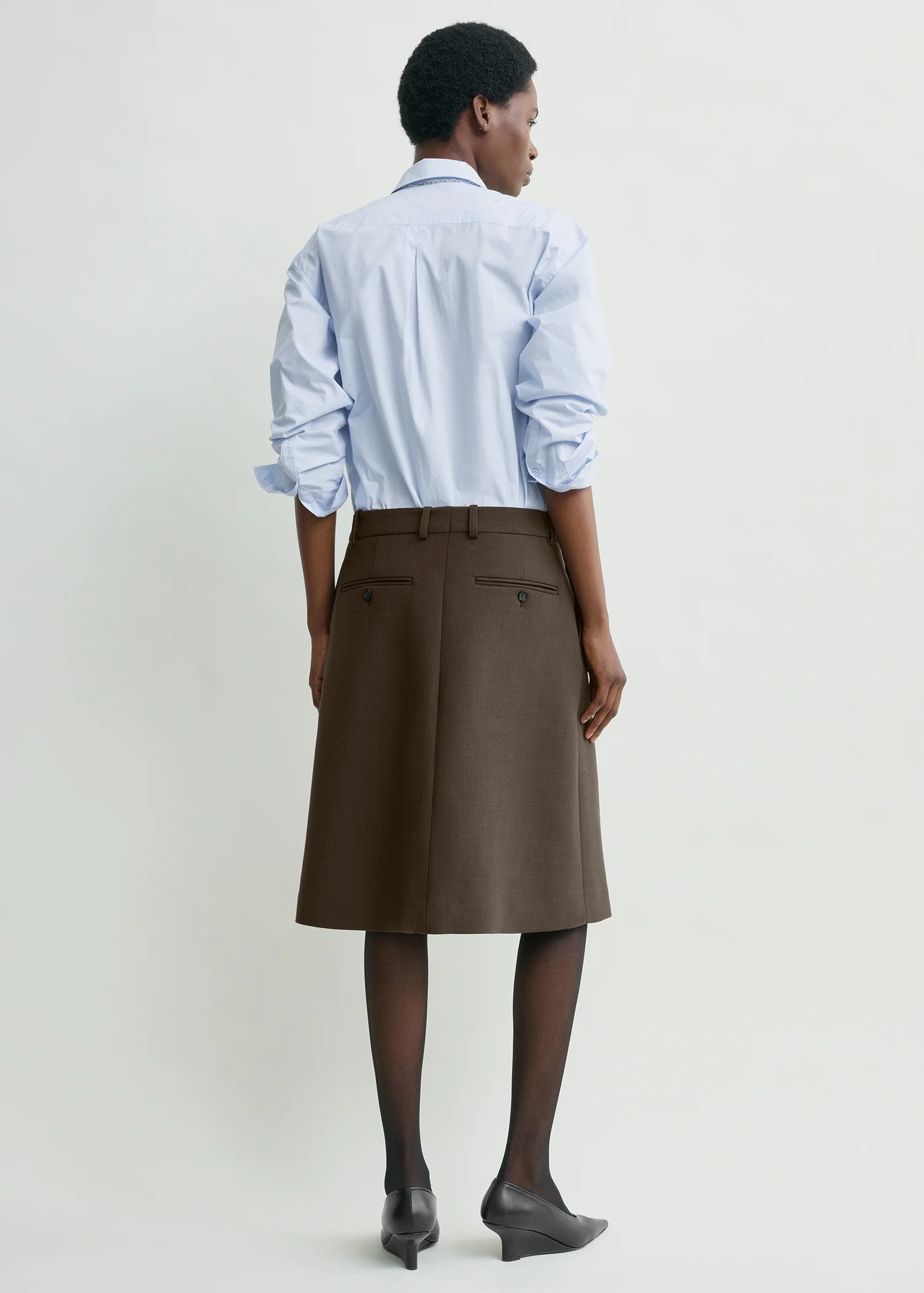 Tailored pleat skirt bark - Image 3