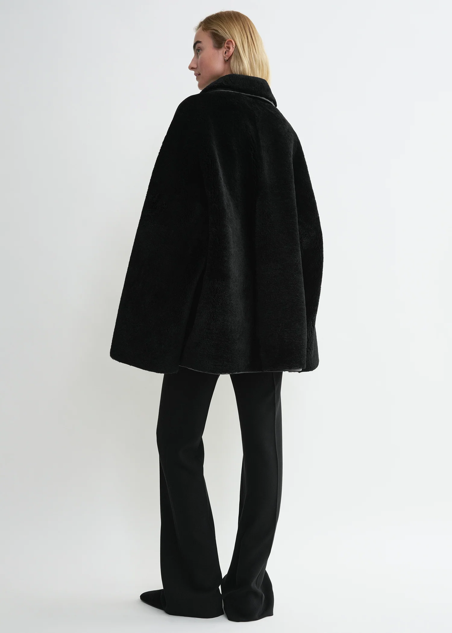 Teddy shearling overshirt jacket black - Image 3