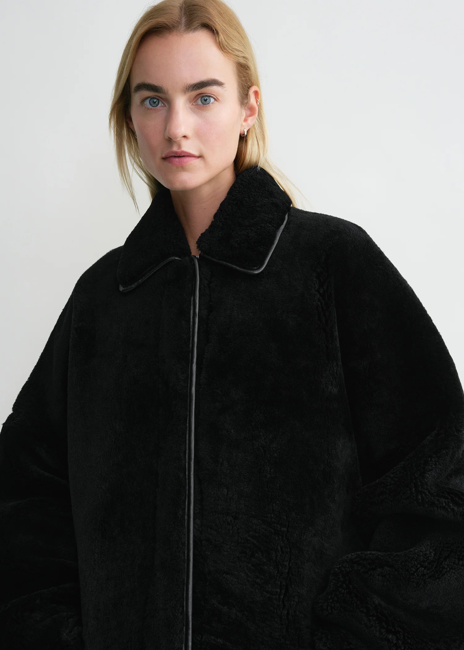 Teddy shearling overshirt jacket black - Image 4