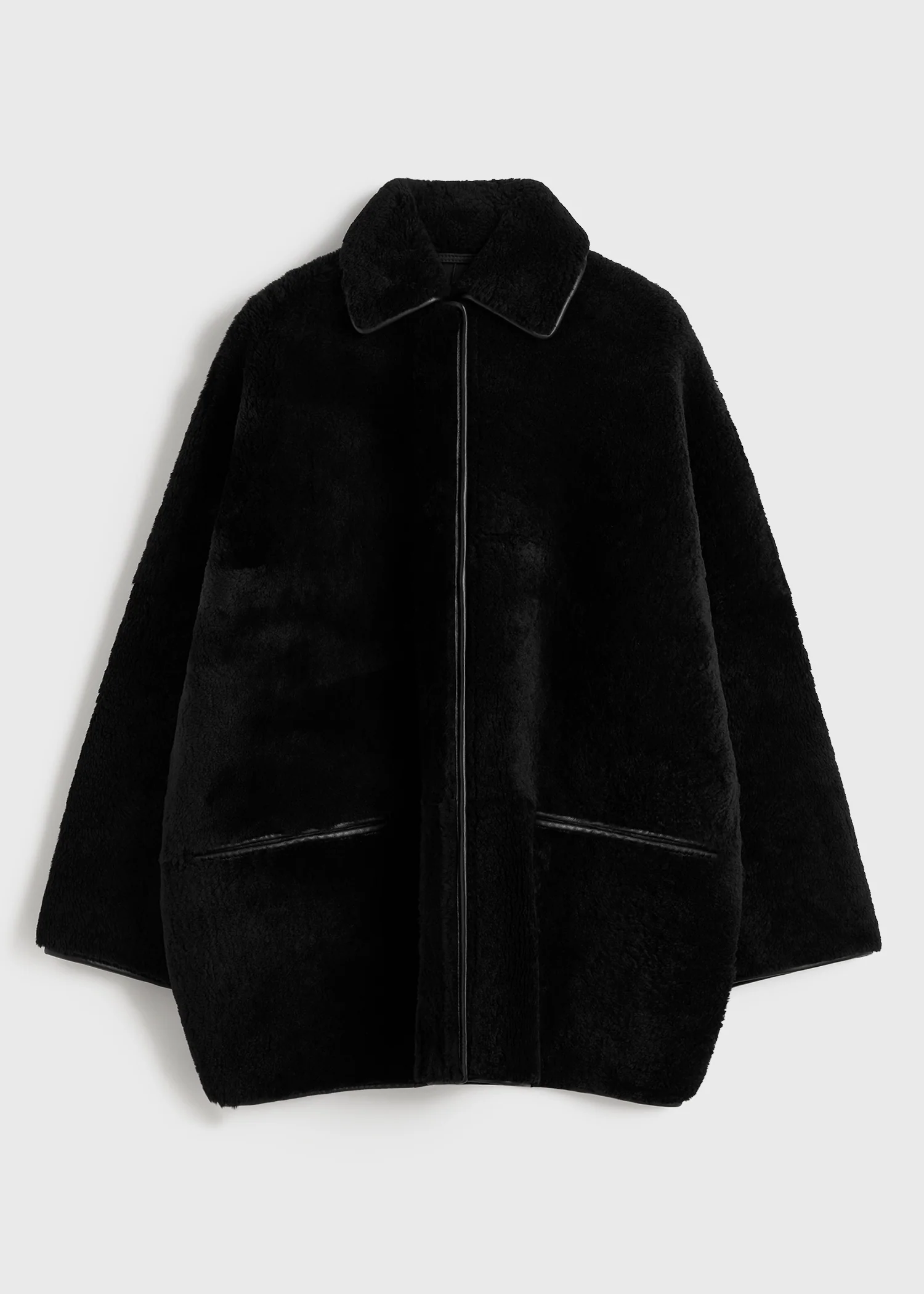 Teddy shearling overshirt jacket black - Image 5
