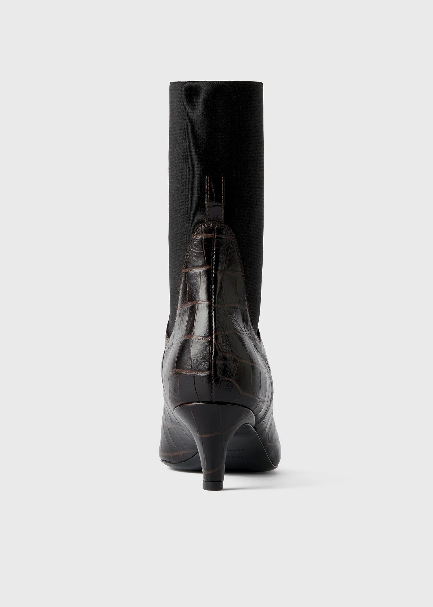 Croco-embossed mid-heel boots dark brown - Image 5