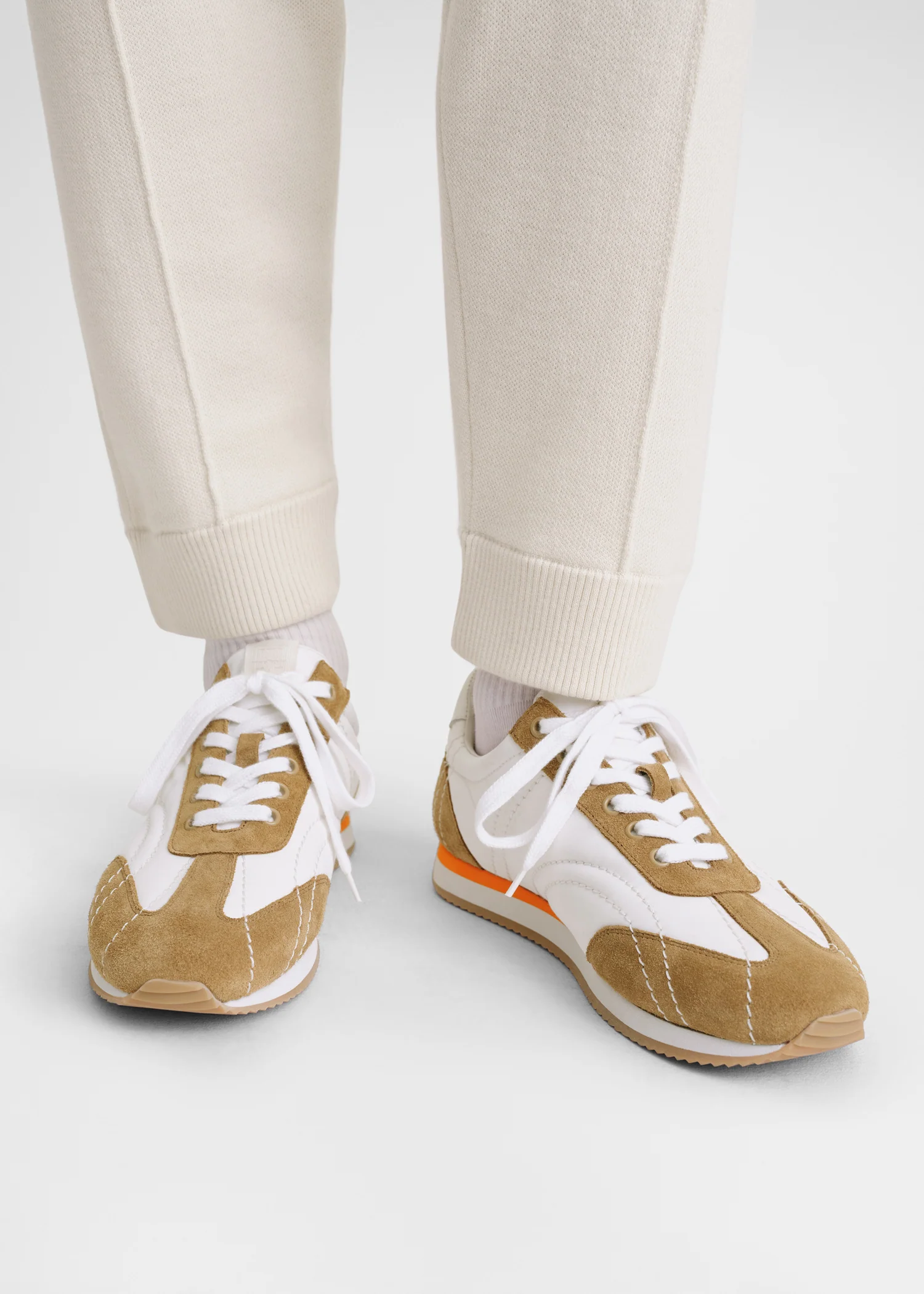 Sport sneakers white/tan - Image 2