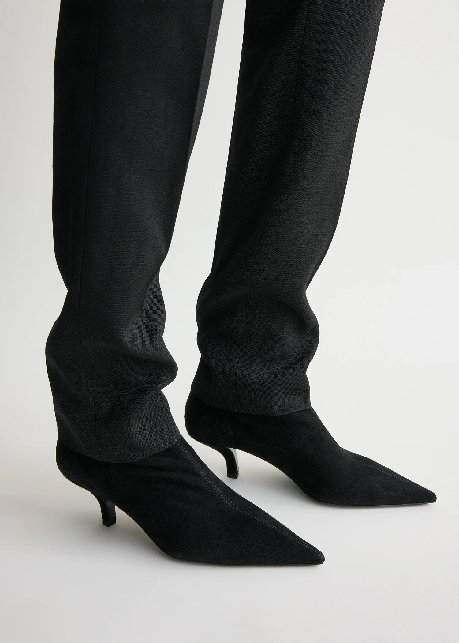 Suede heeled sock boots black - Image 3