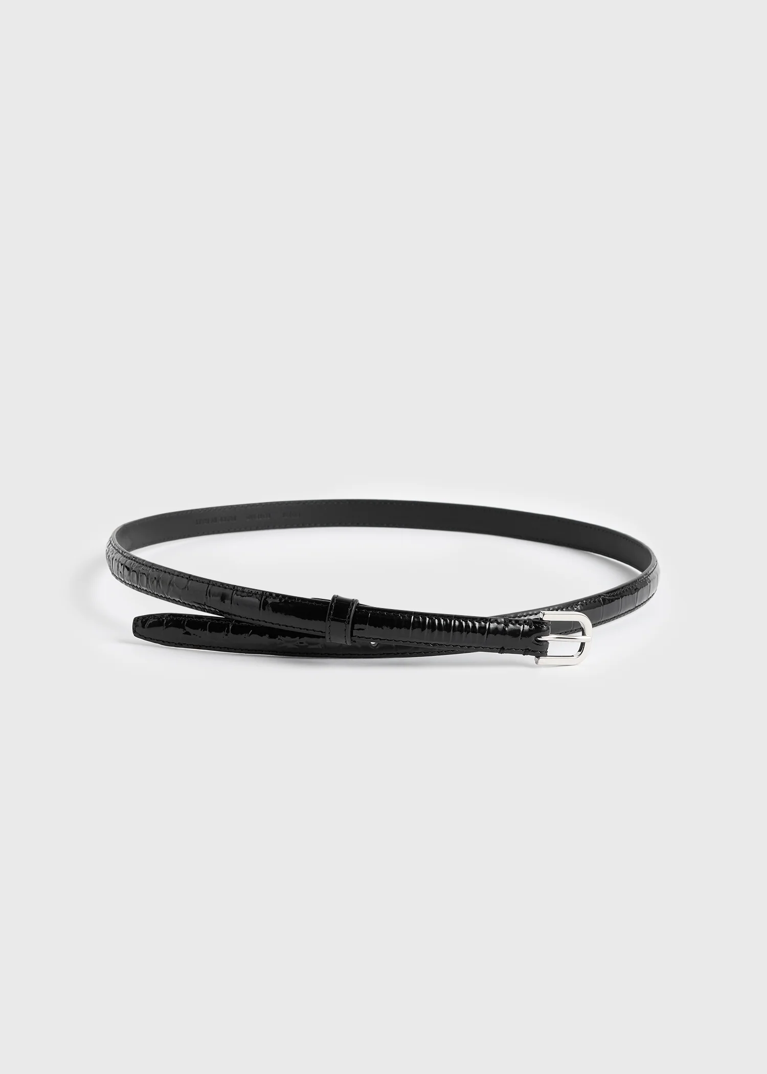 Thin croco-embossed belt black - Image 5