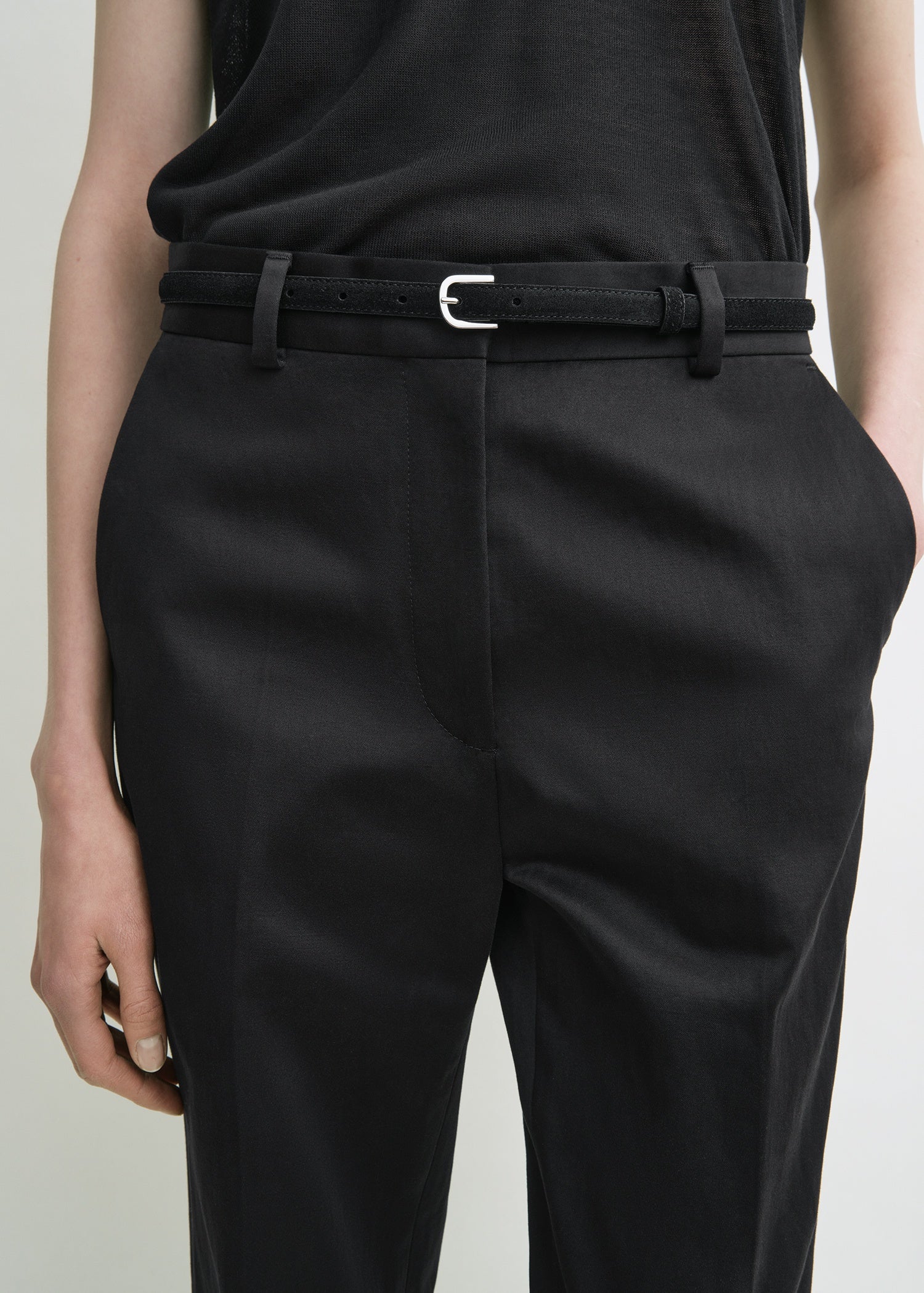 Thin suede belt black - Image 2