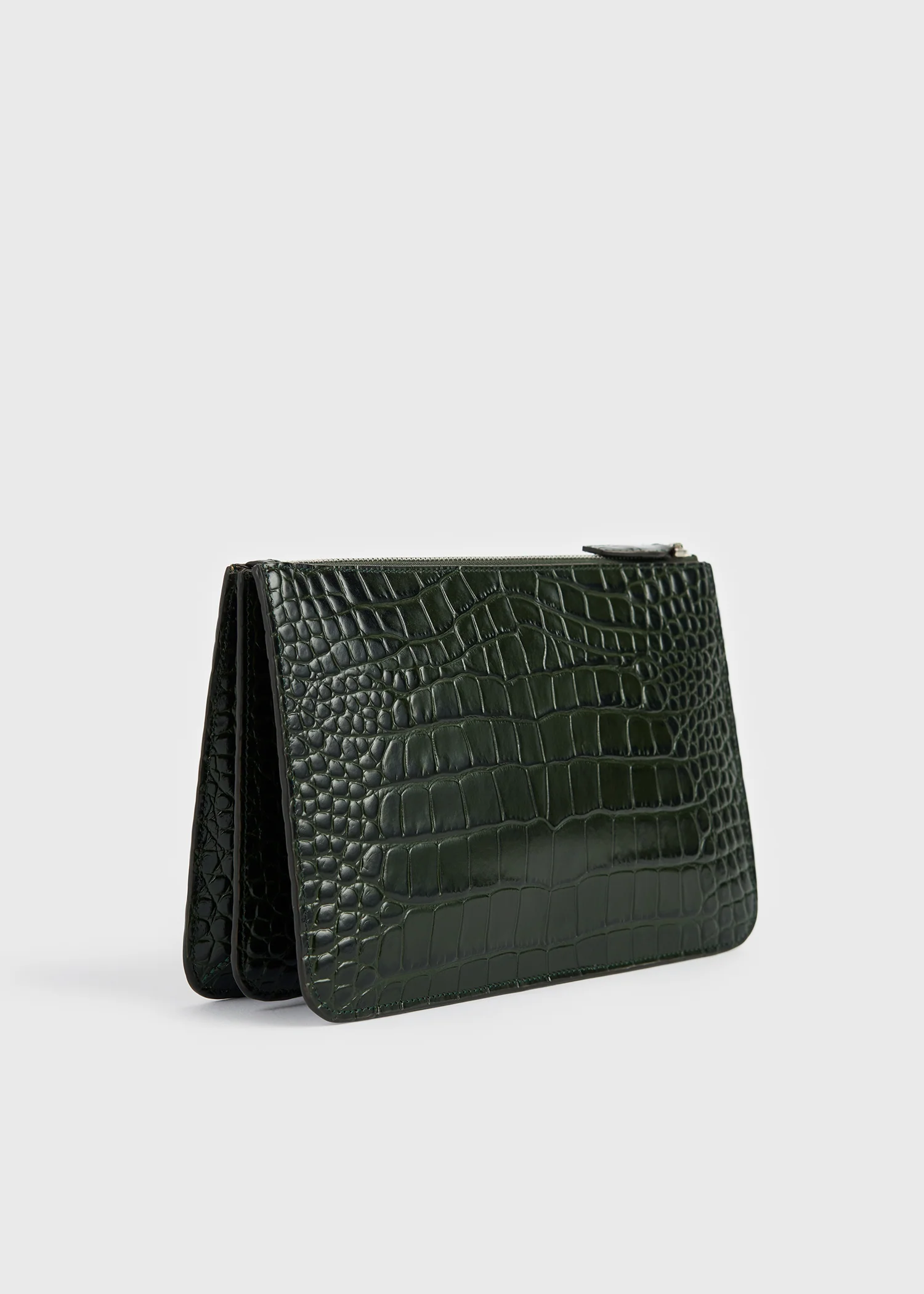 Threefold croco-embossed clutch dark green - Image 4