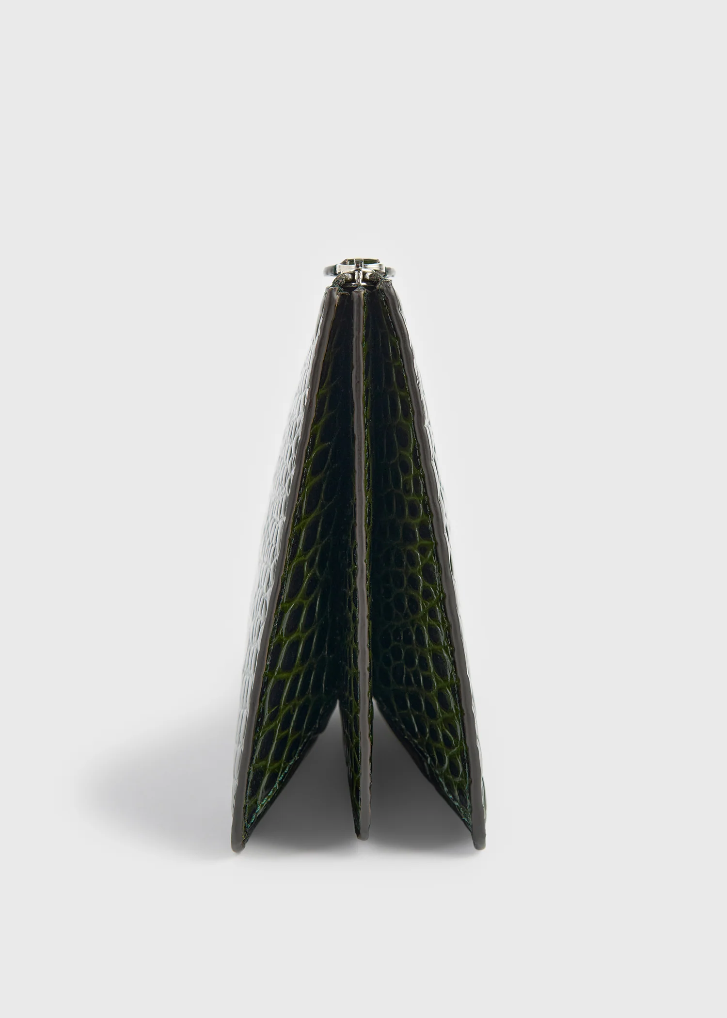 Threefold croco-embossed clutch dark green - Image 5