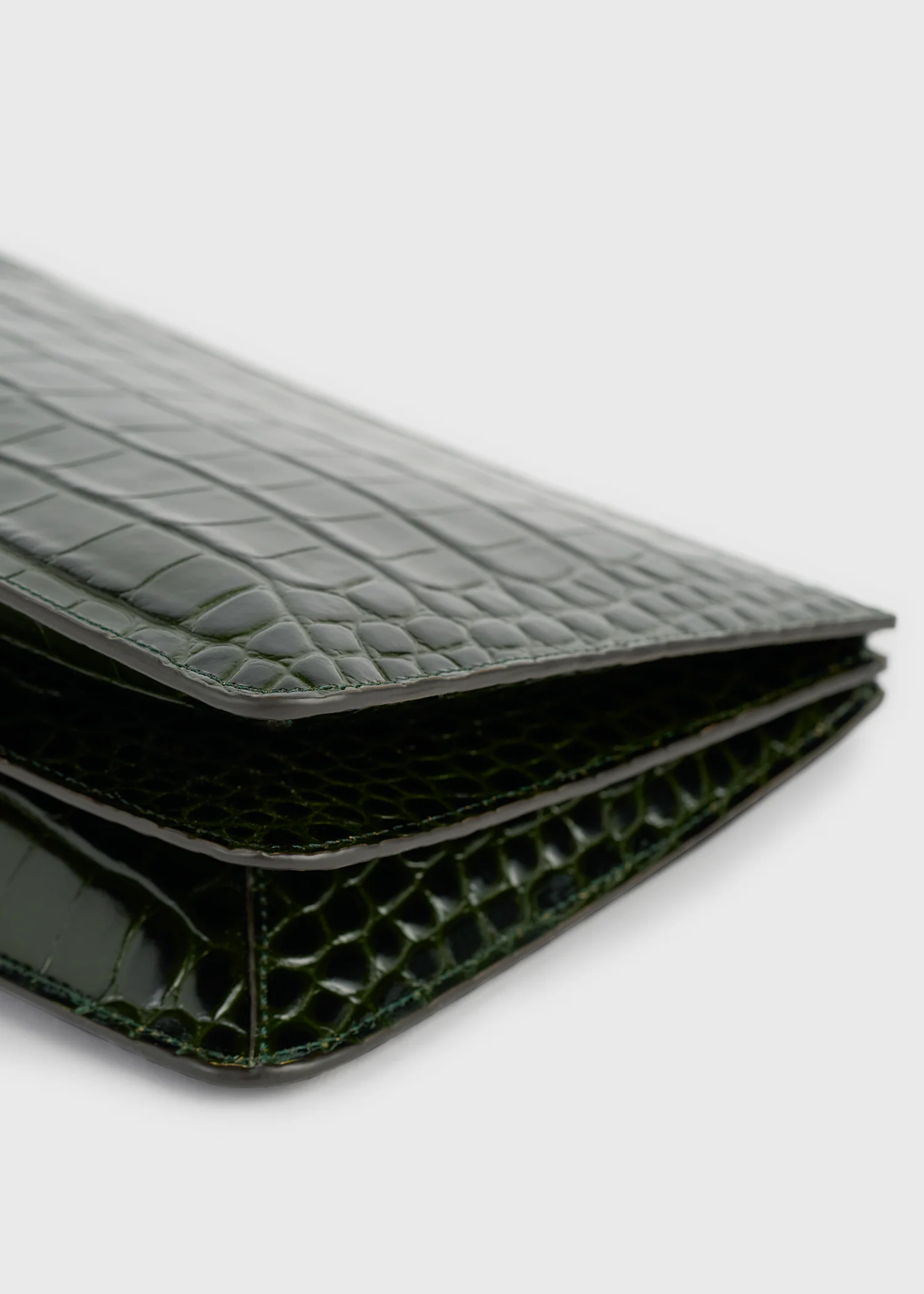 Threefold croco-embossed clutch dark green - Image 7