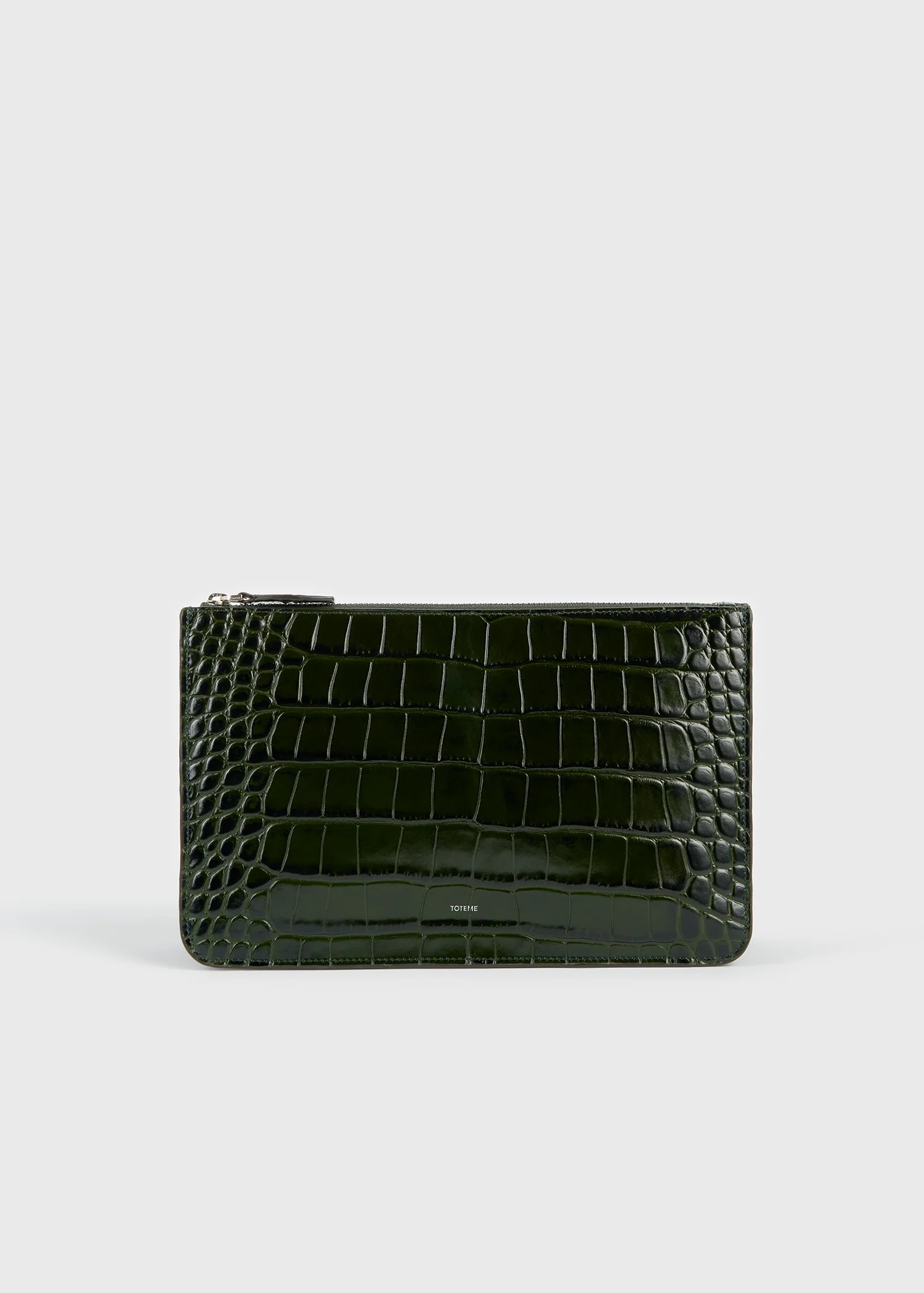 Threefold croco-embossed clutch dark green - Image 9