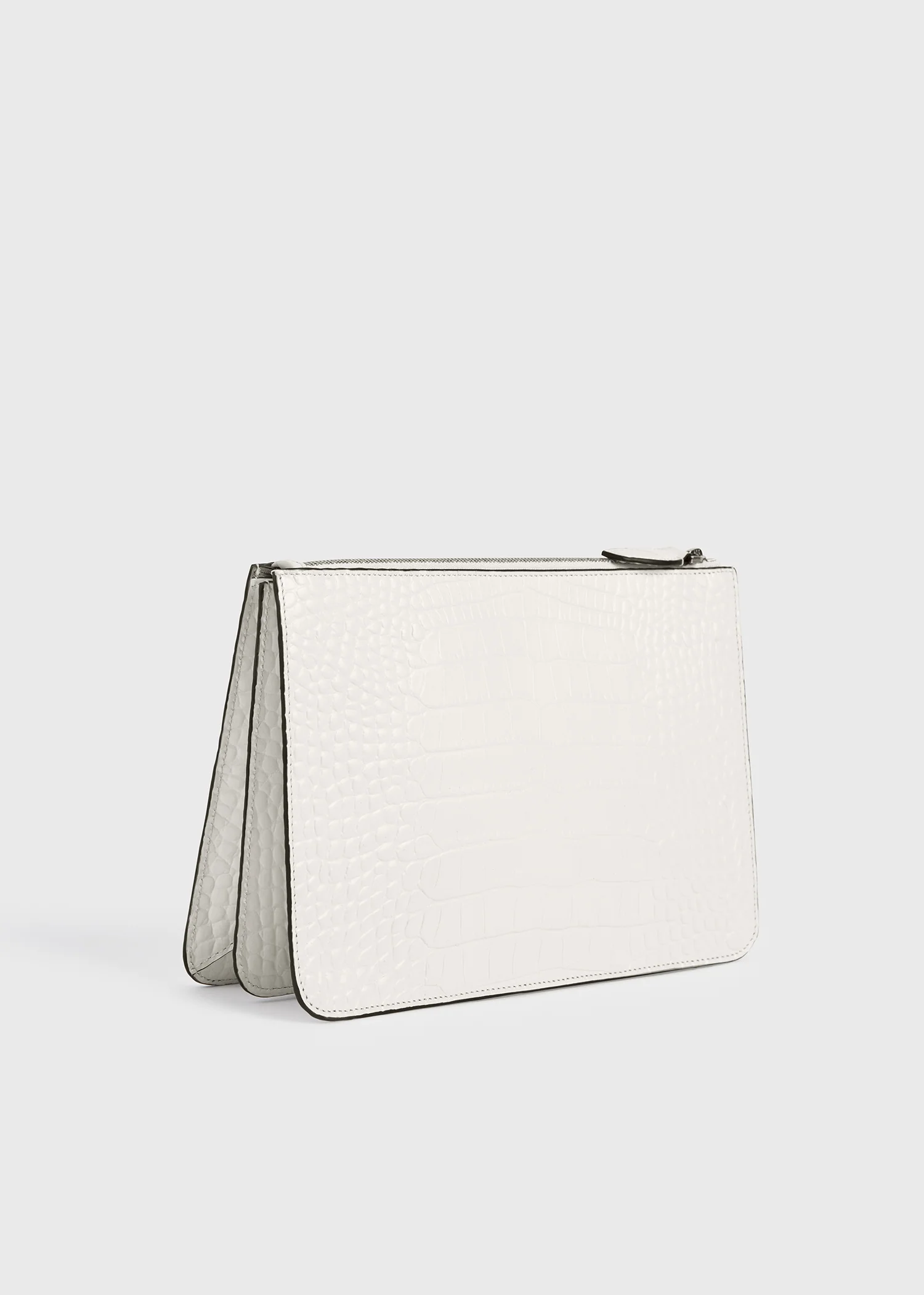 Threefold croco-embossed clutch off-white - Image 4