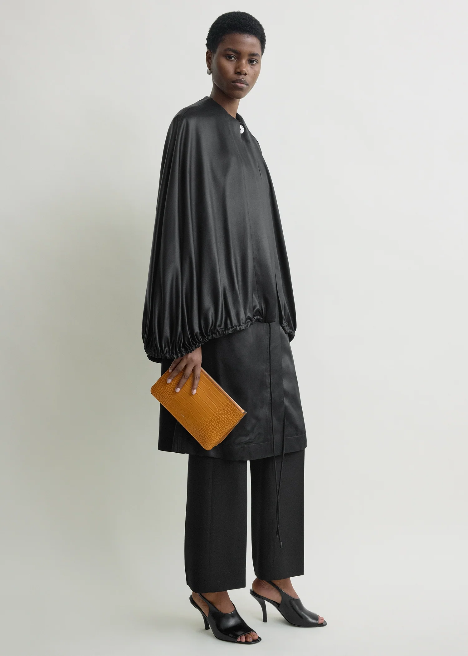 Threefold croco-embossed clutch tangerine - Image 3