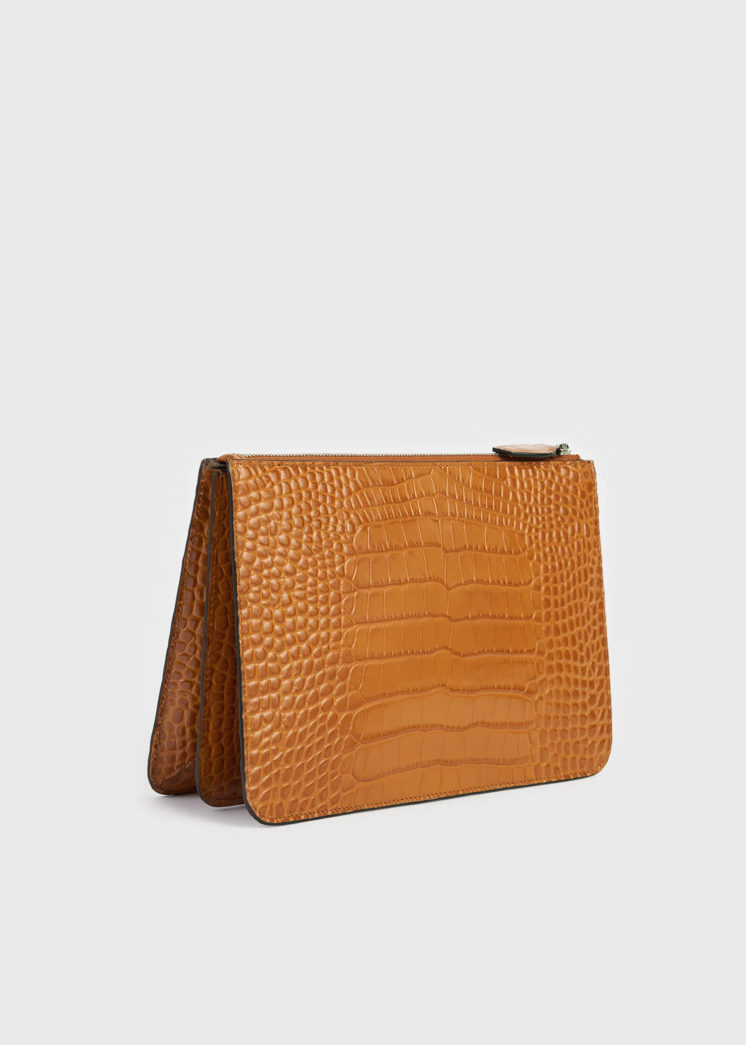 Threefold croco-embossed clutch tangerine - Image 4