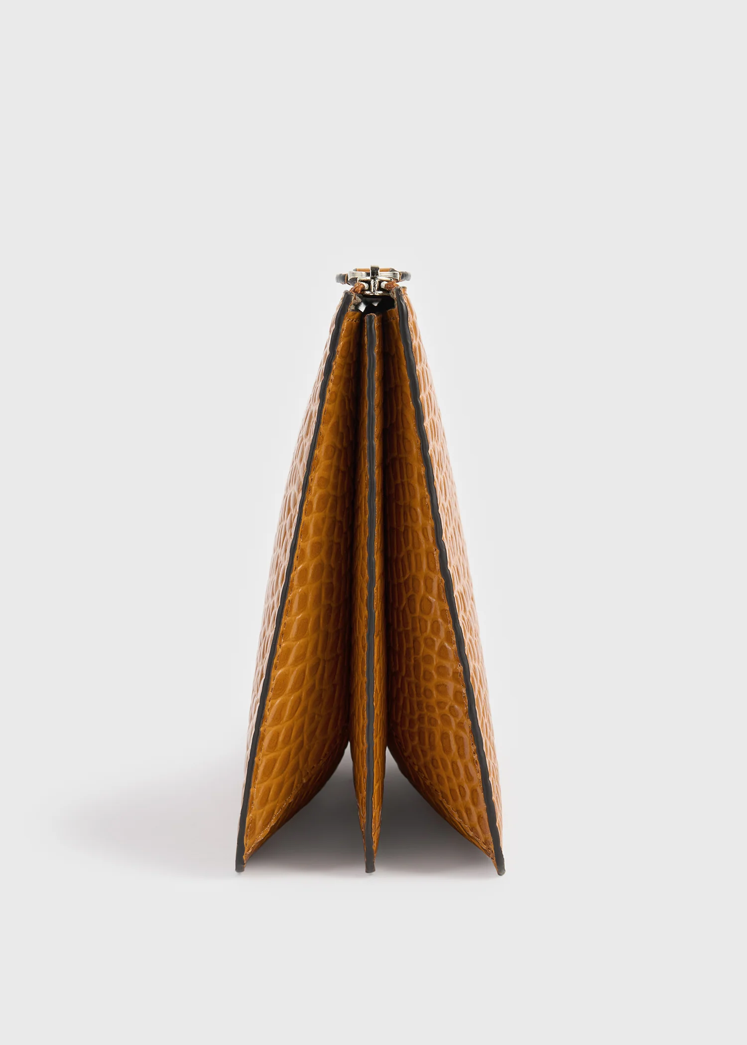 Threefold croco-embossed clutch tangerine - Image 5