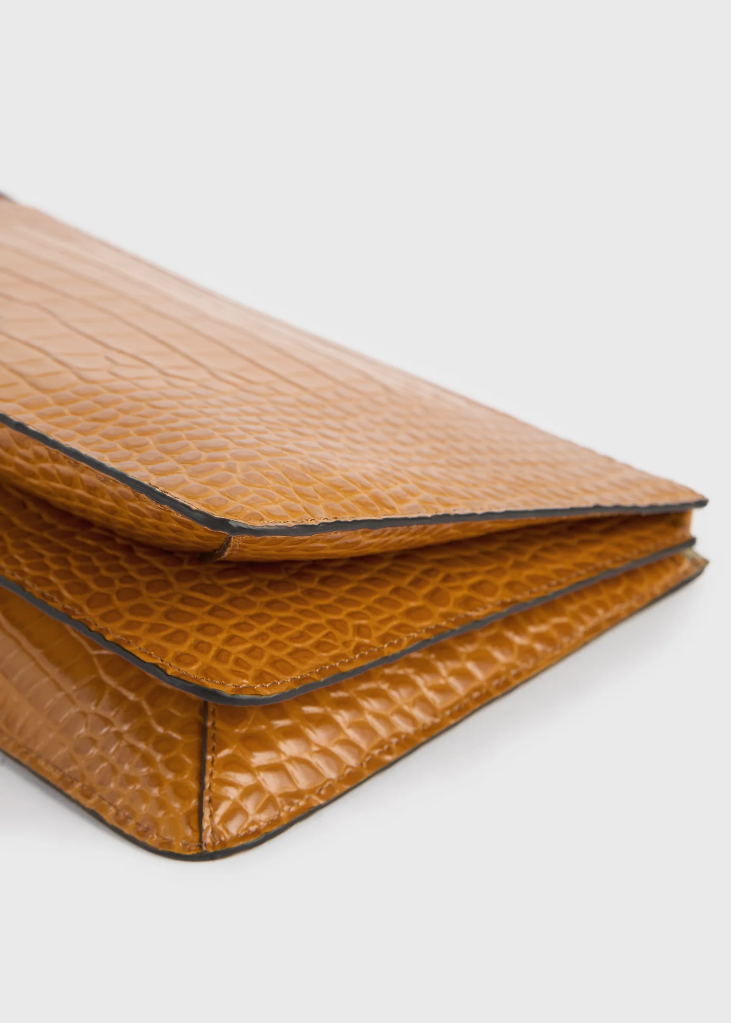Threefold croco-embossed clutch tangerine - Image 7