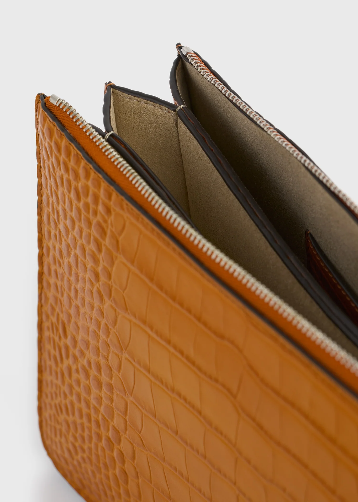 Threefold croco-embossed clutch tangerine - Image 8