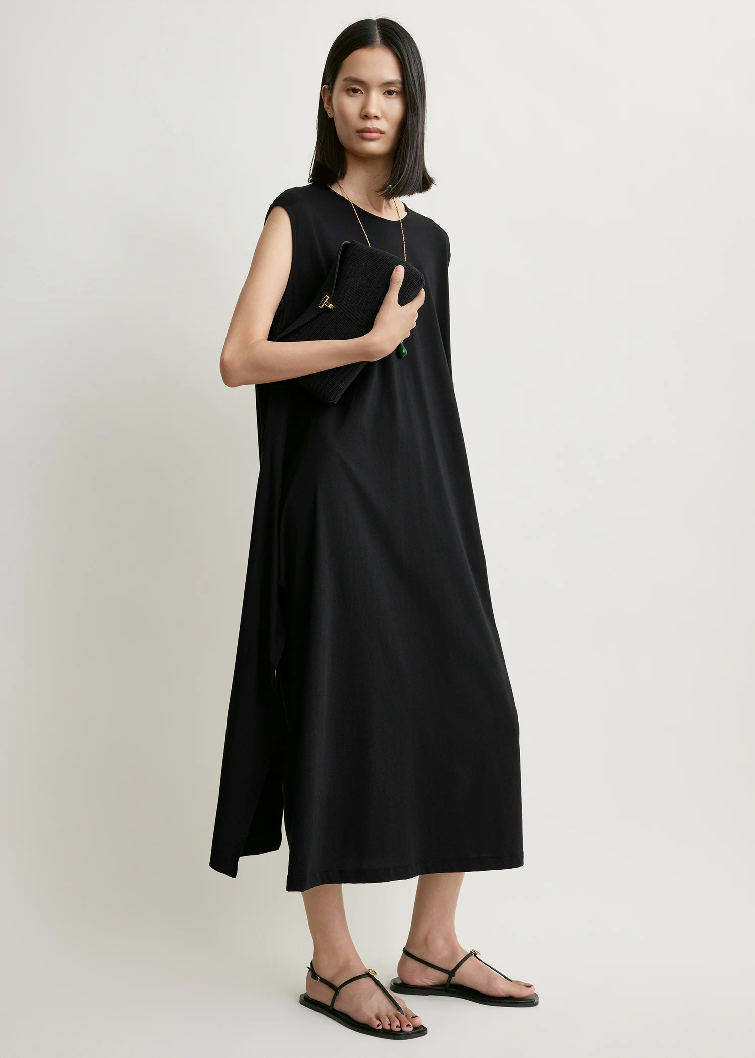 Tie-waist jersey dress black petite - Image 2