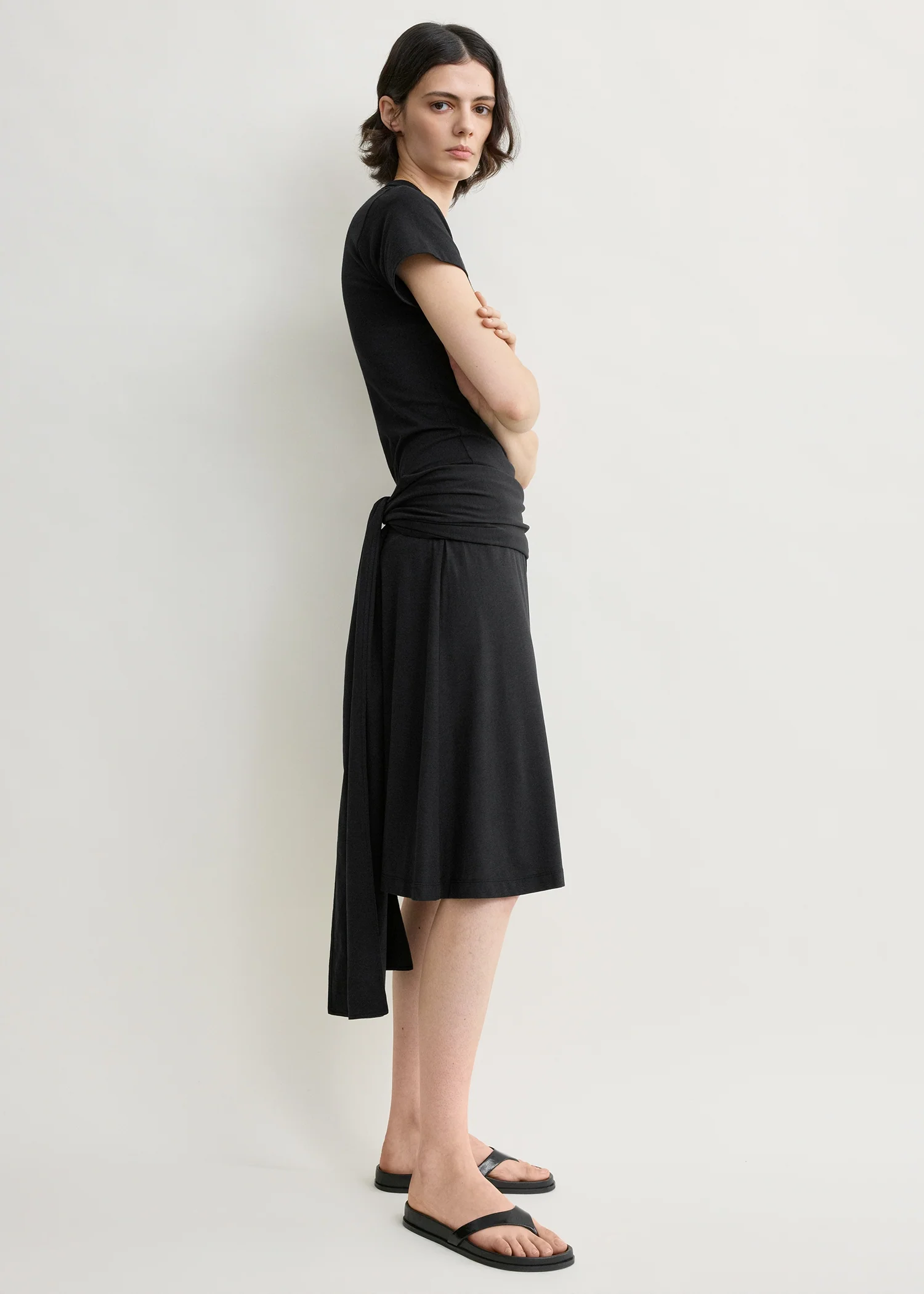Tie-waist jersey shorts black - Image 2