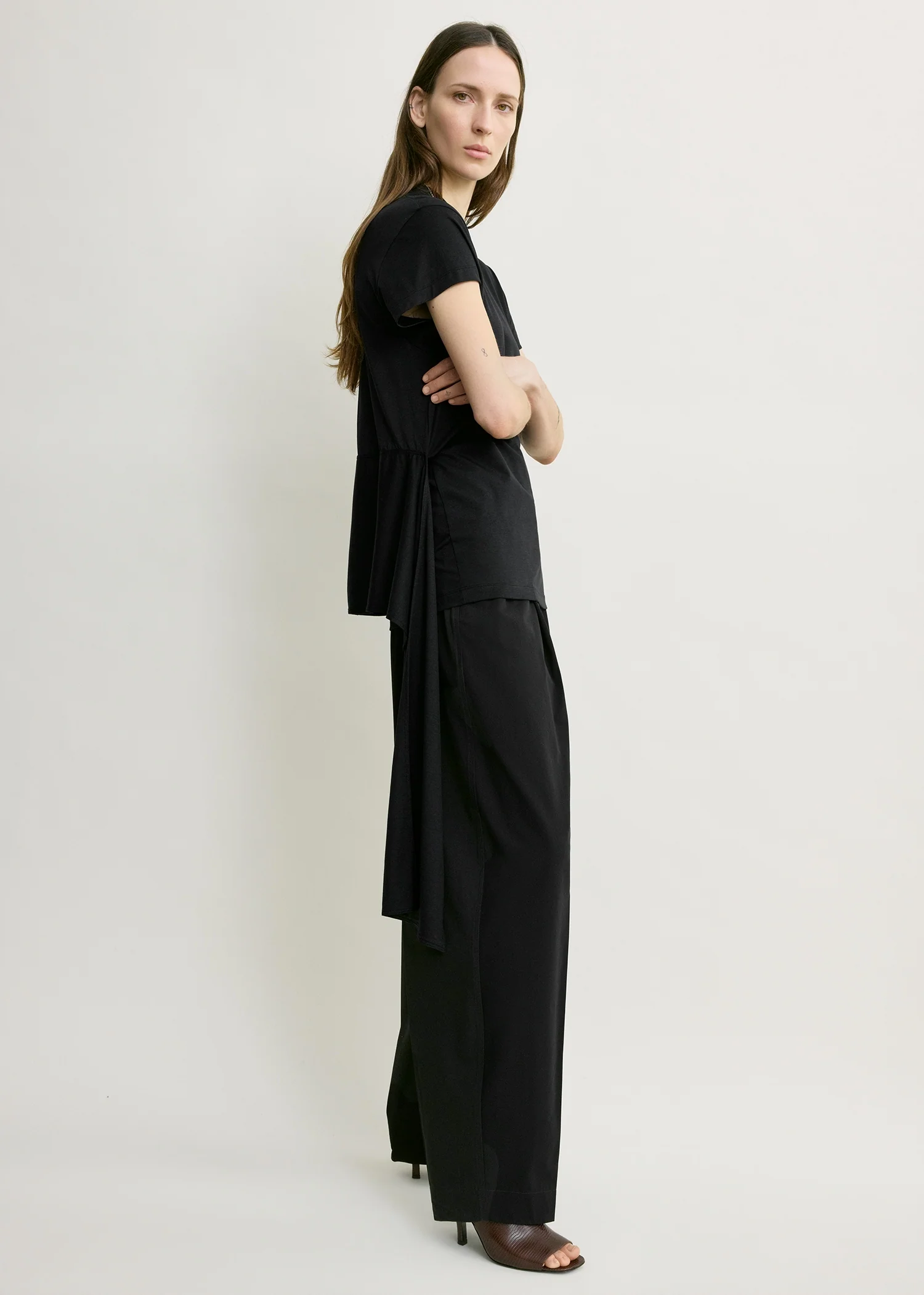 Tie-waist jersey top black - Image 2