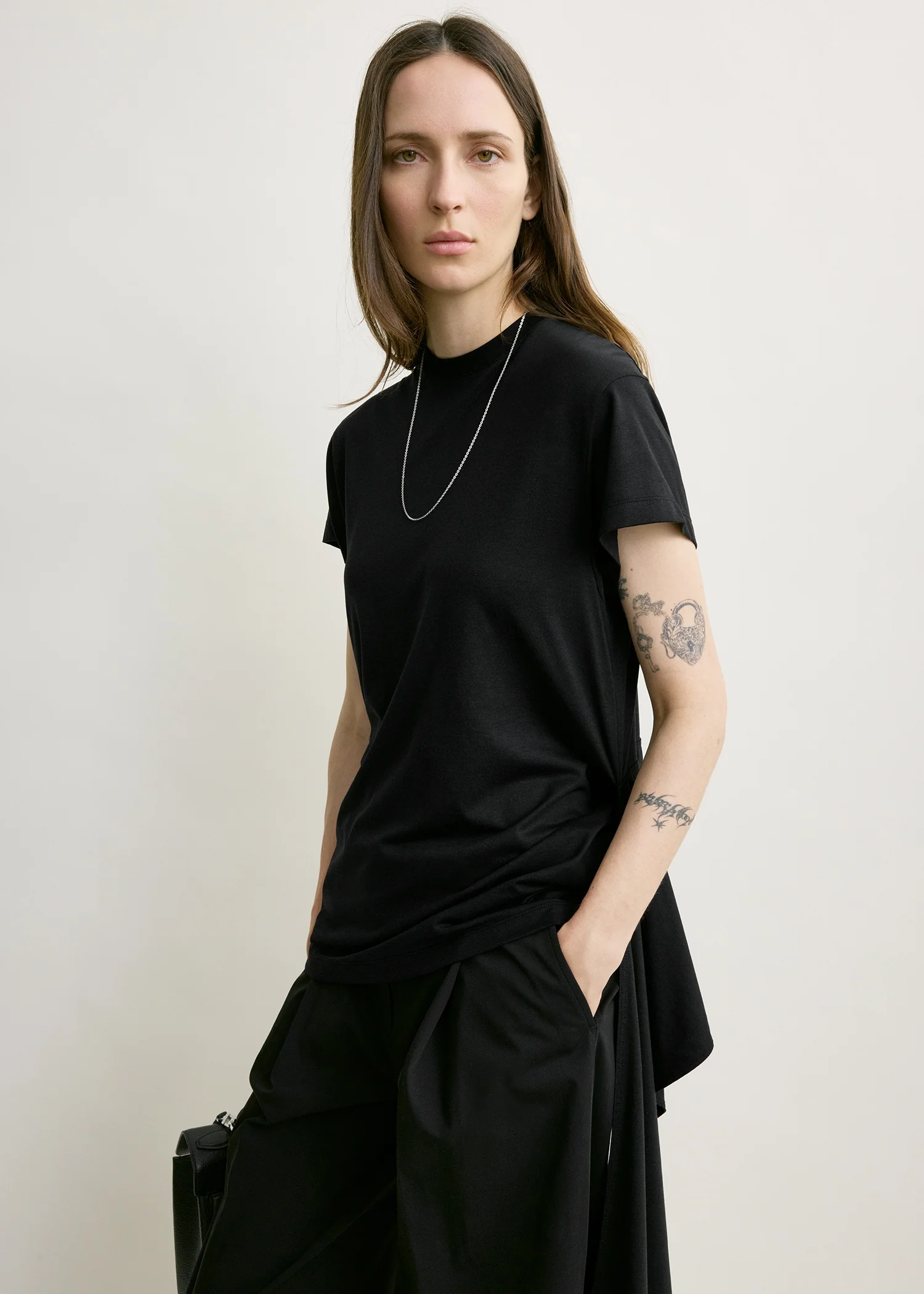 Tie-waist jersey top black - Image 3