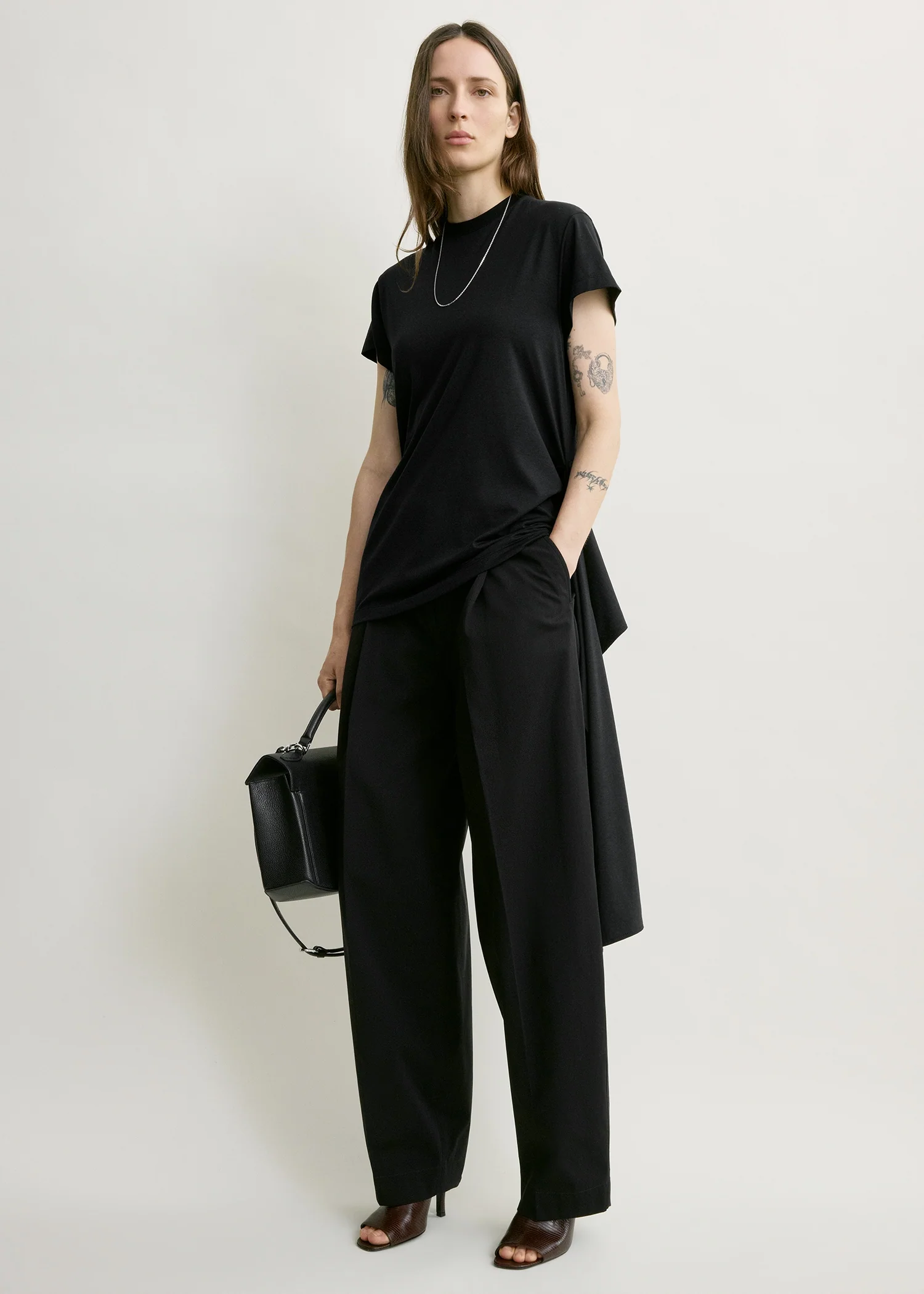 Tie-waist jersey top black - Image 5