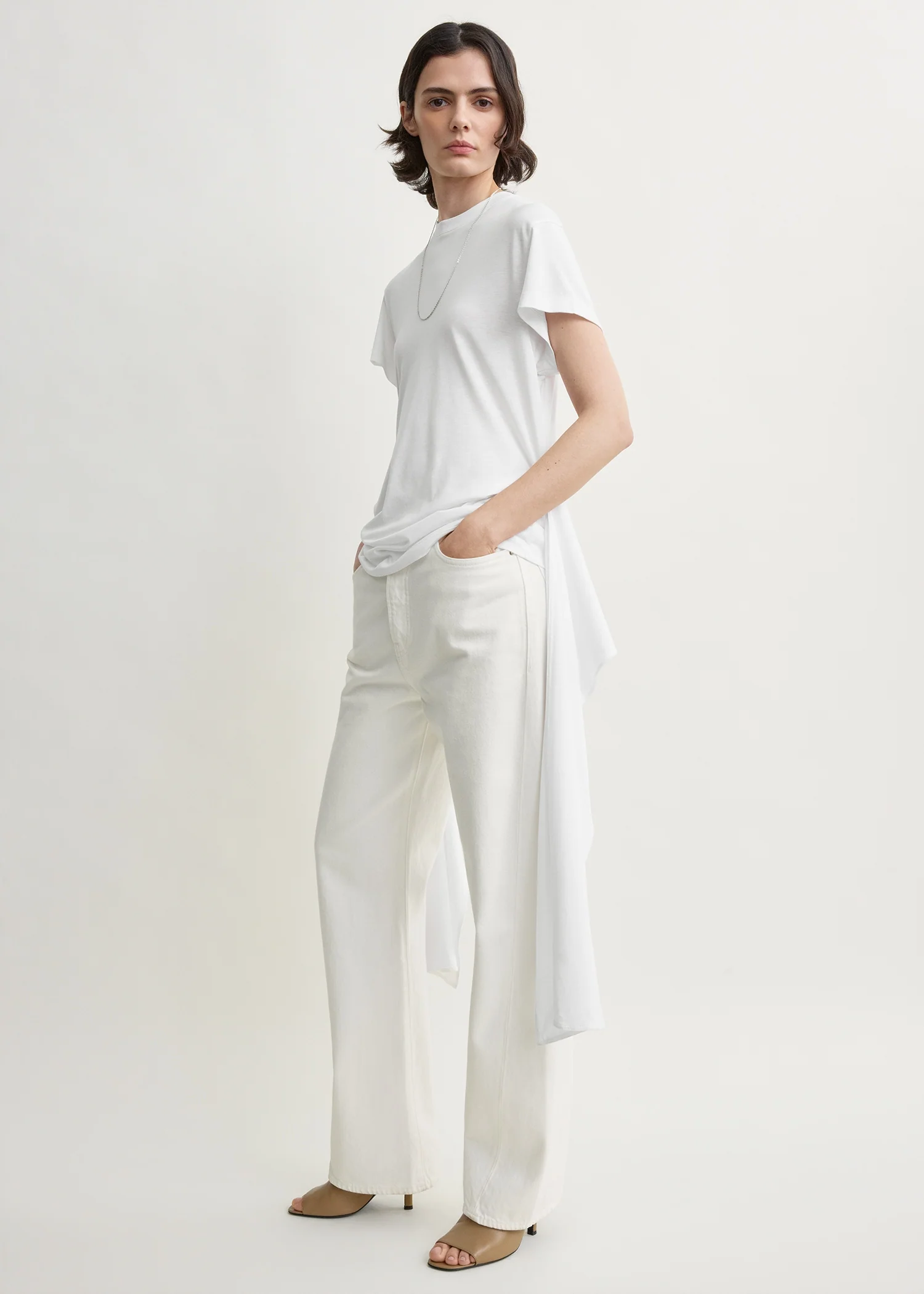 Tie-waist jersey top white - Image 2