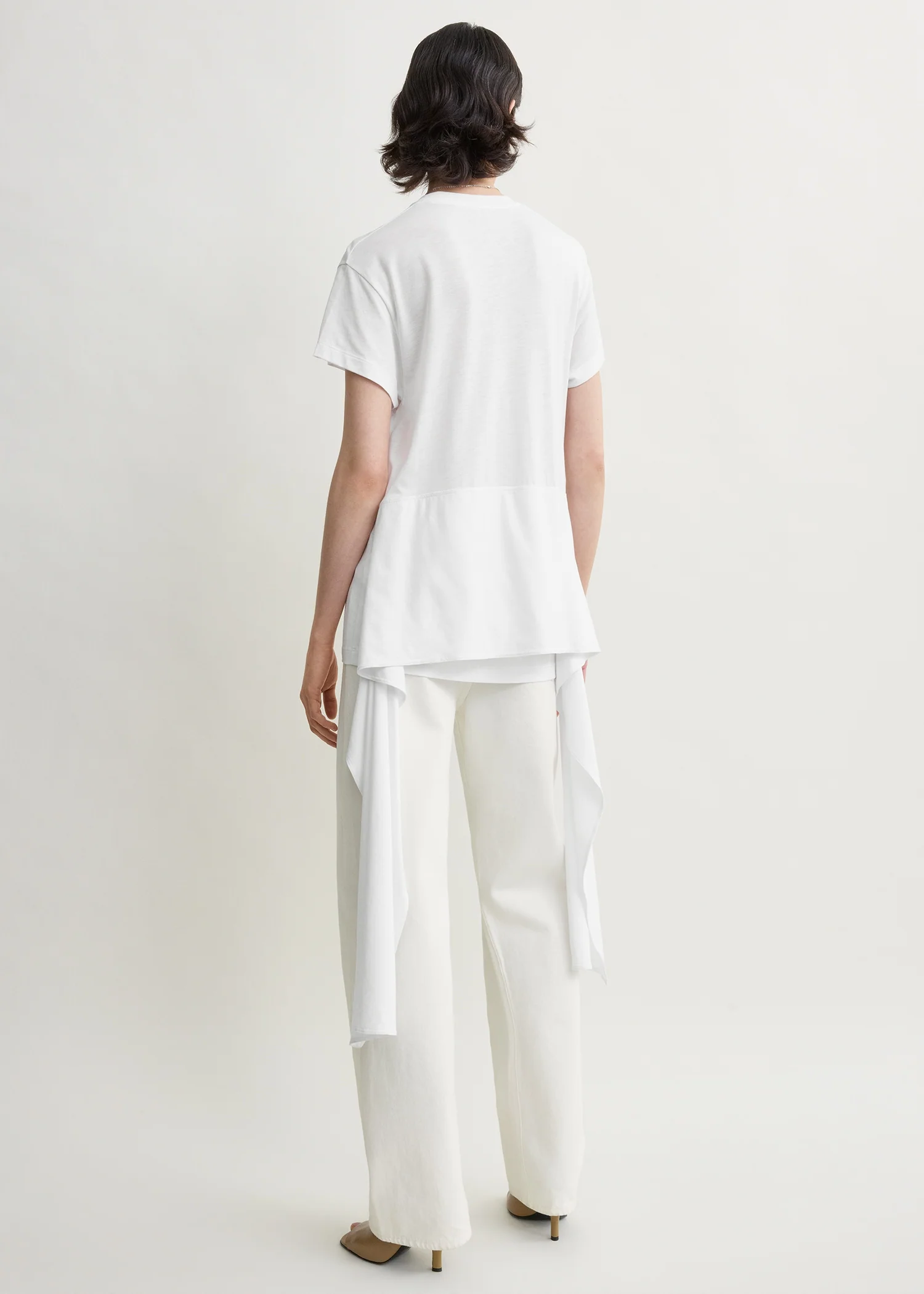 Tie-waist jersey top white - Image 3