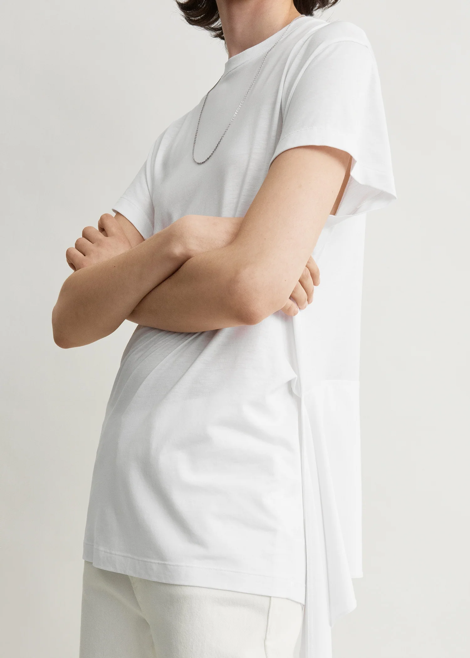 Tie-waist jersey top white - Image 4