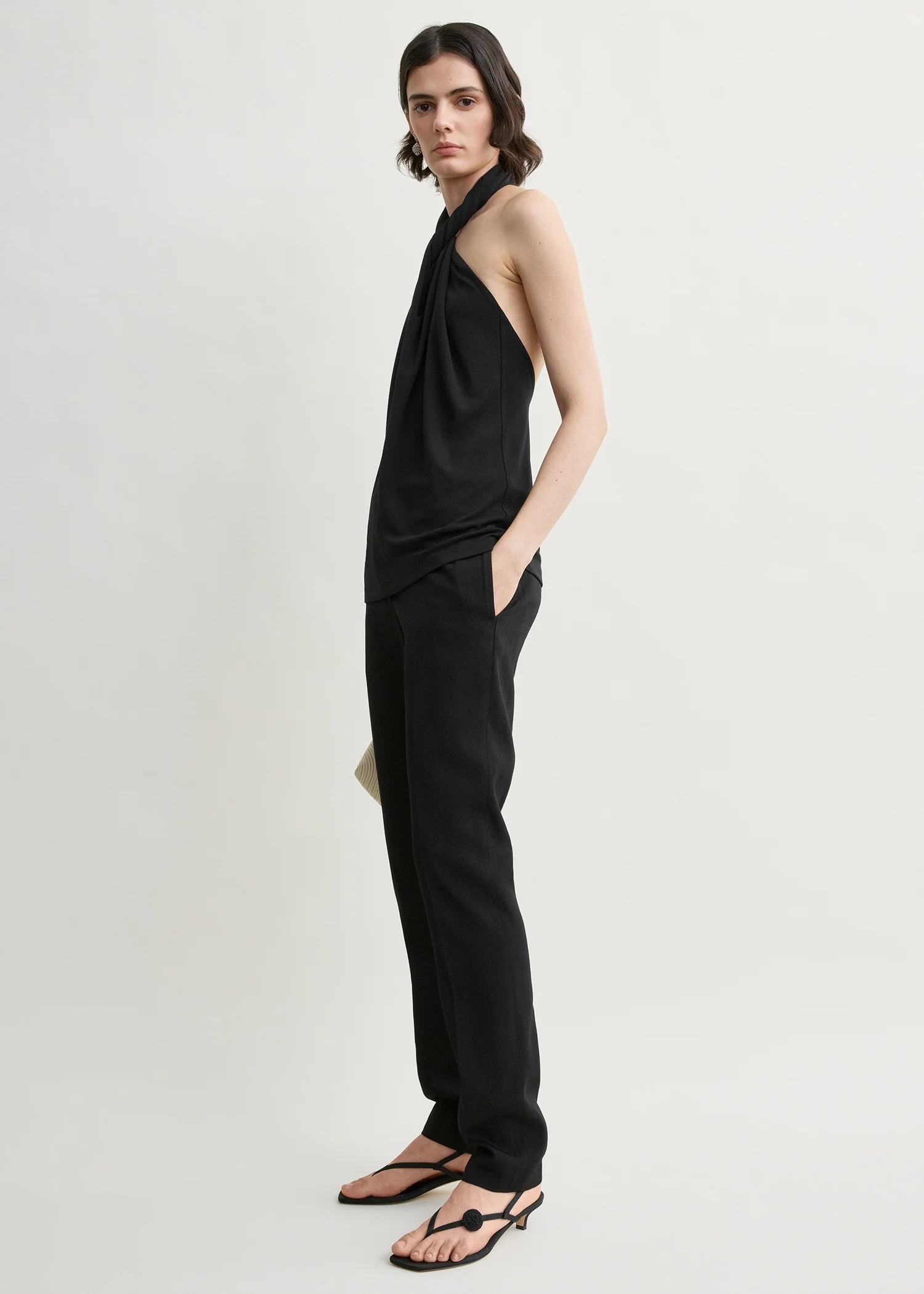 Twisted jersey halter top black - Image 2