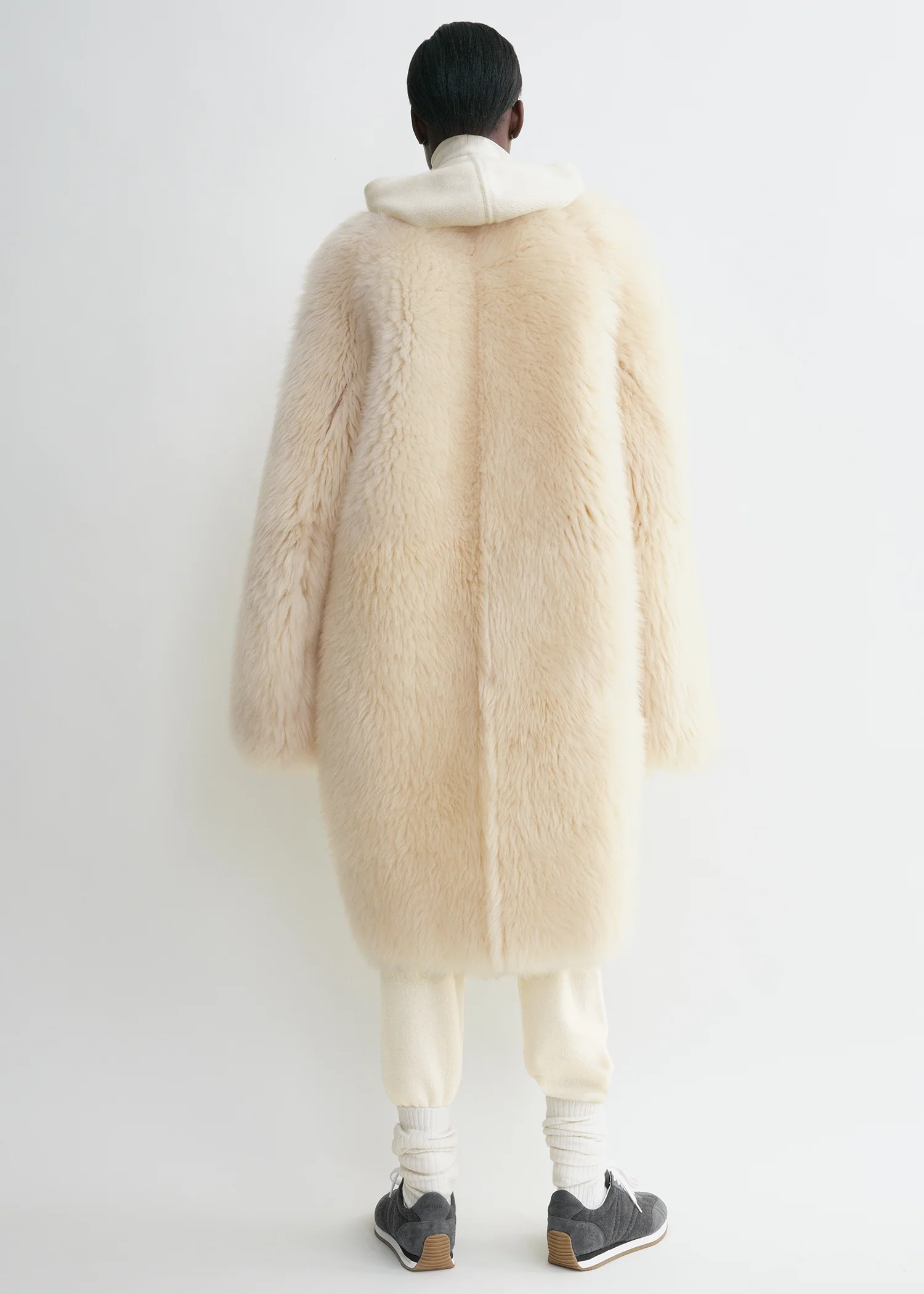 Two-way shearling coat cream/caramel - Image 3
