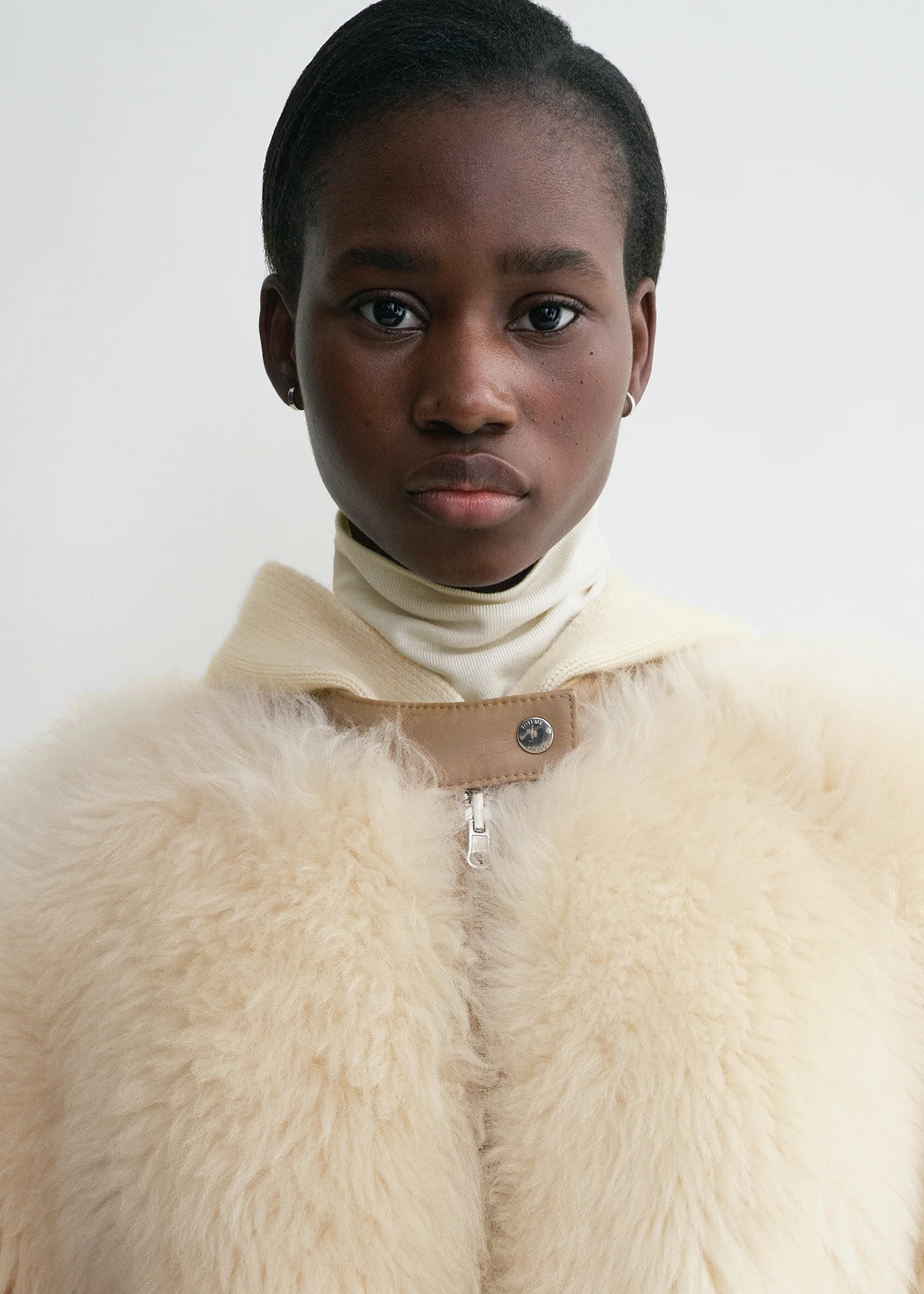 Two-way shearling coat cream/caramel - Image 4