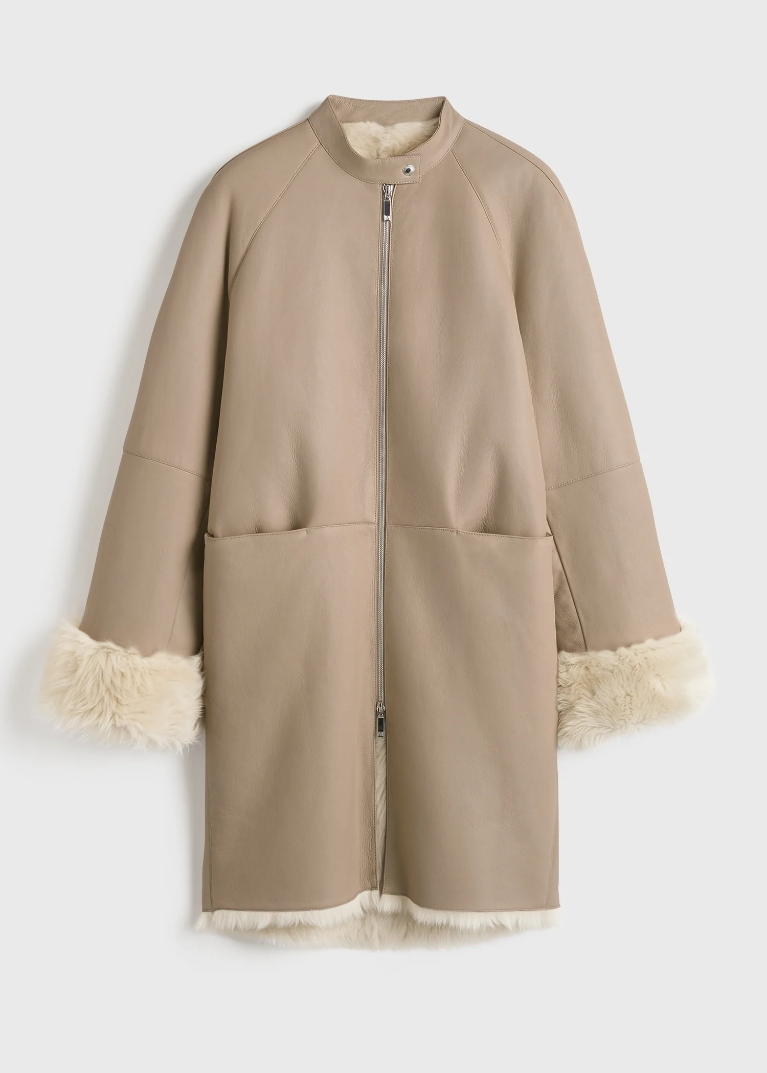 Two-way shearling coat cream/caramel - Image 6