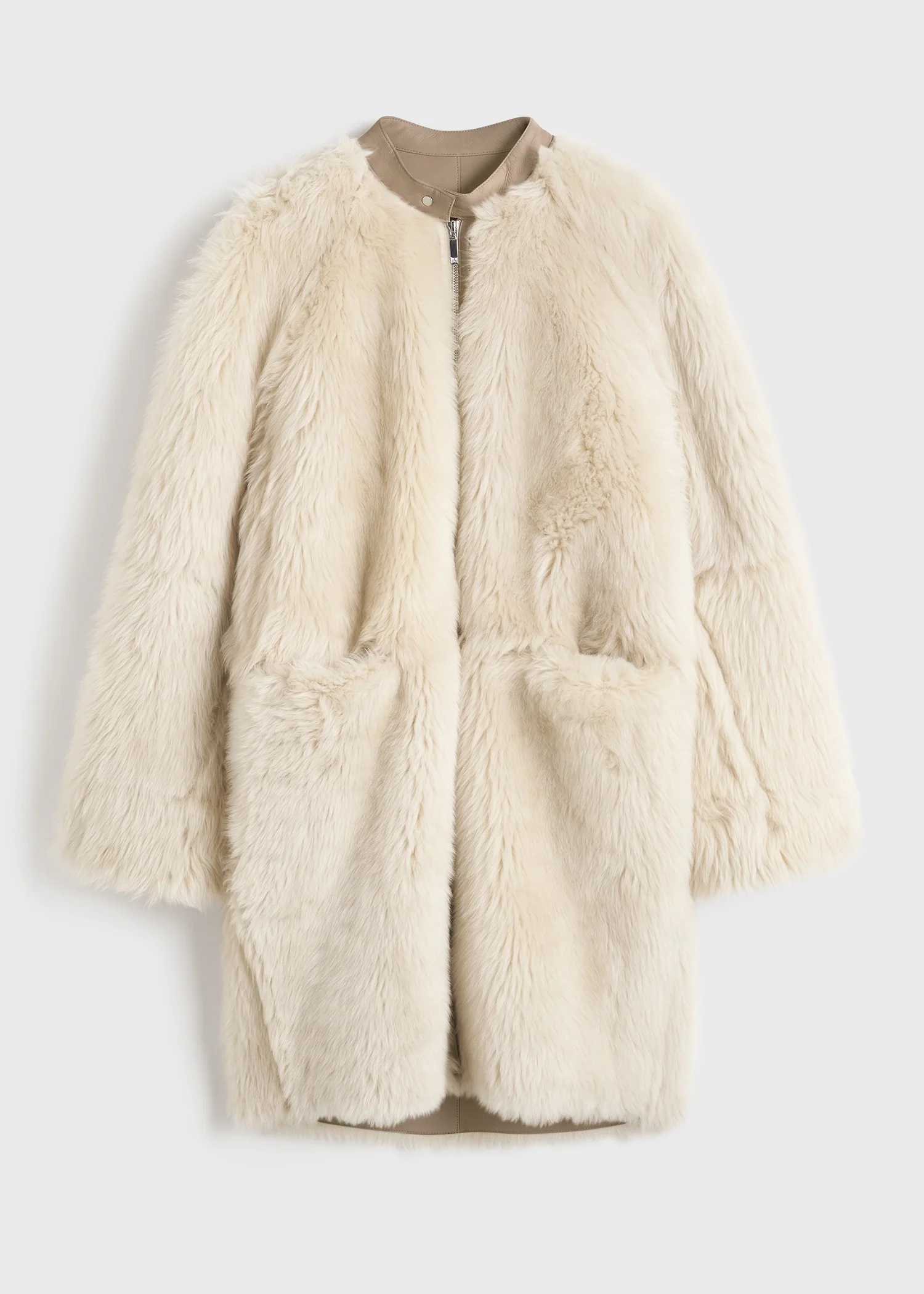 Two-way shearling coat cream/caramel - Image 7