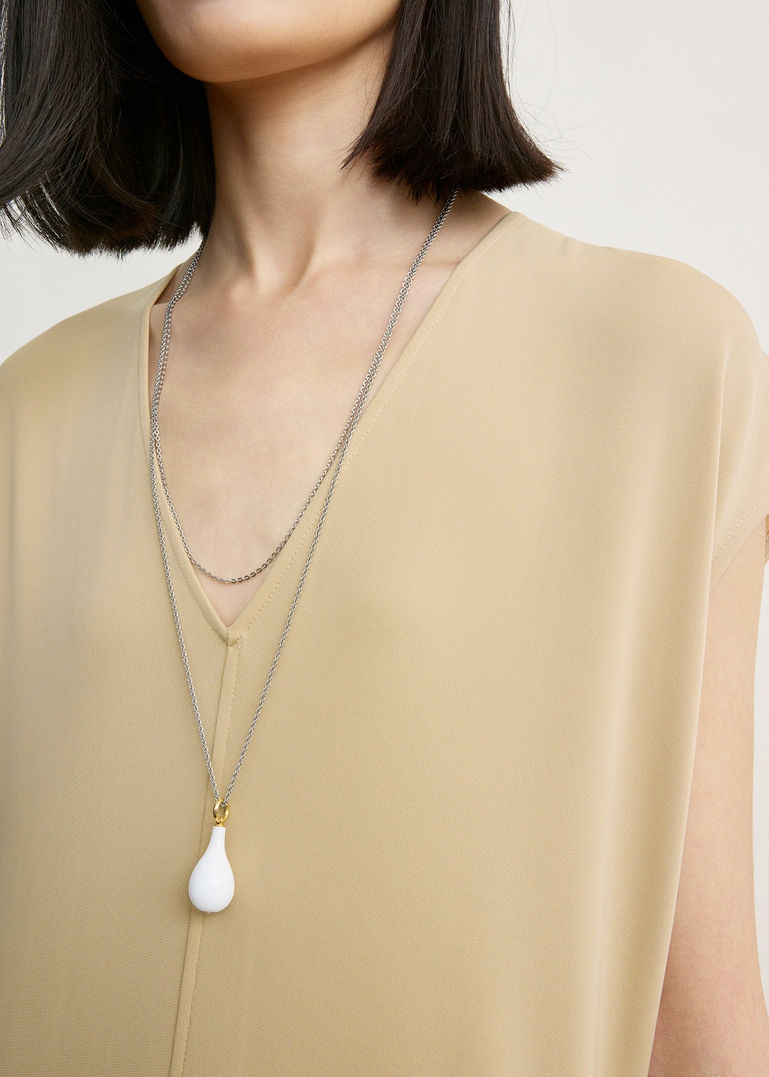 V-neck jersey dress chai - Image 4