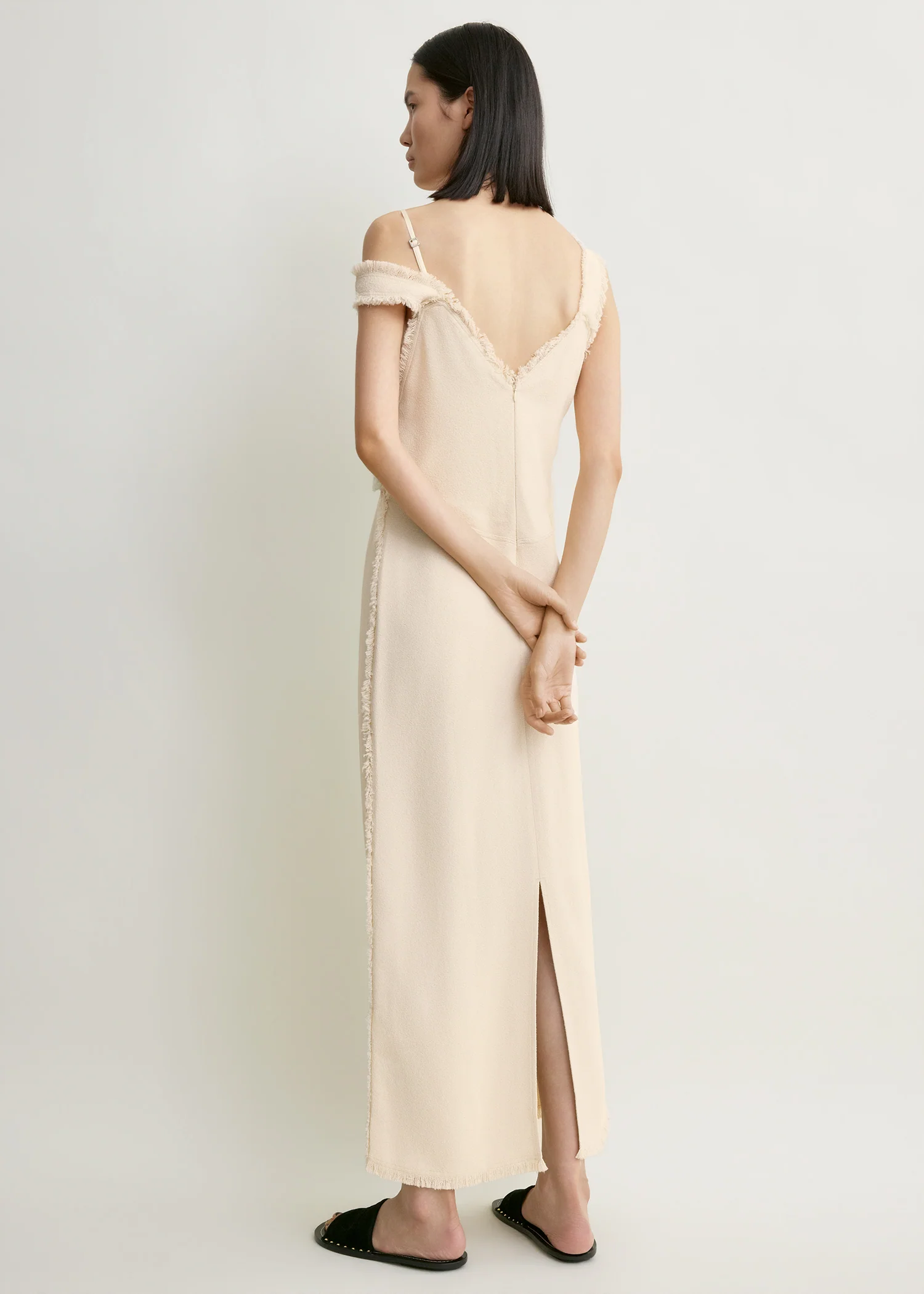 V-neck raw slip dress stone - Image 3