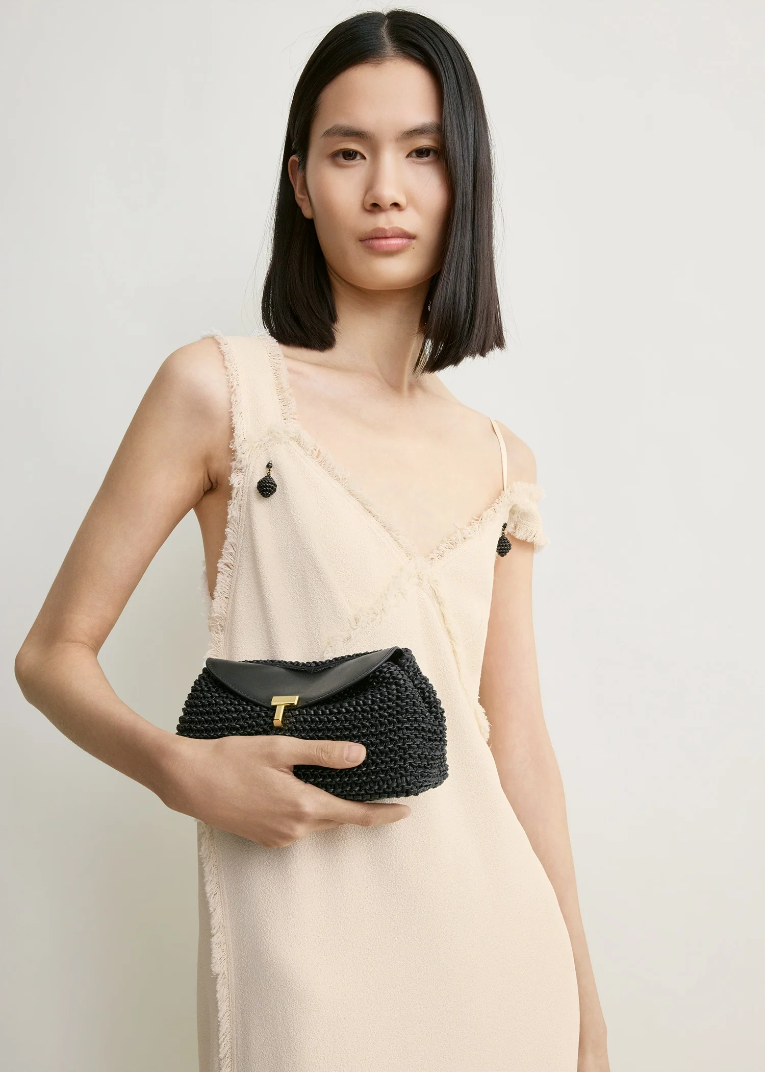 V-neck raw slip dress stone - Image 4