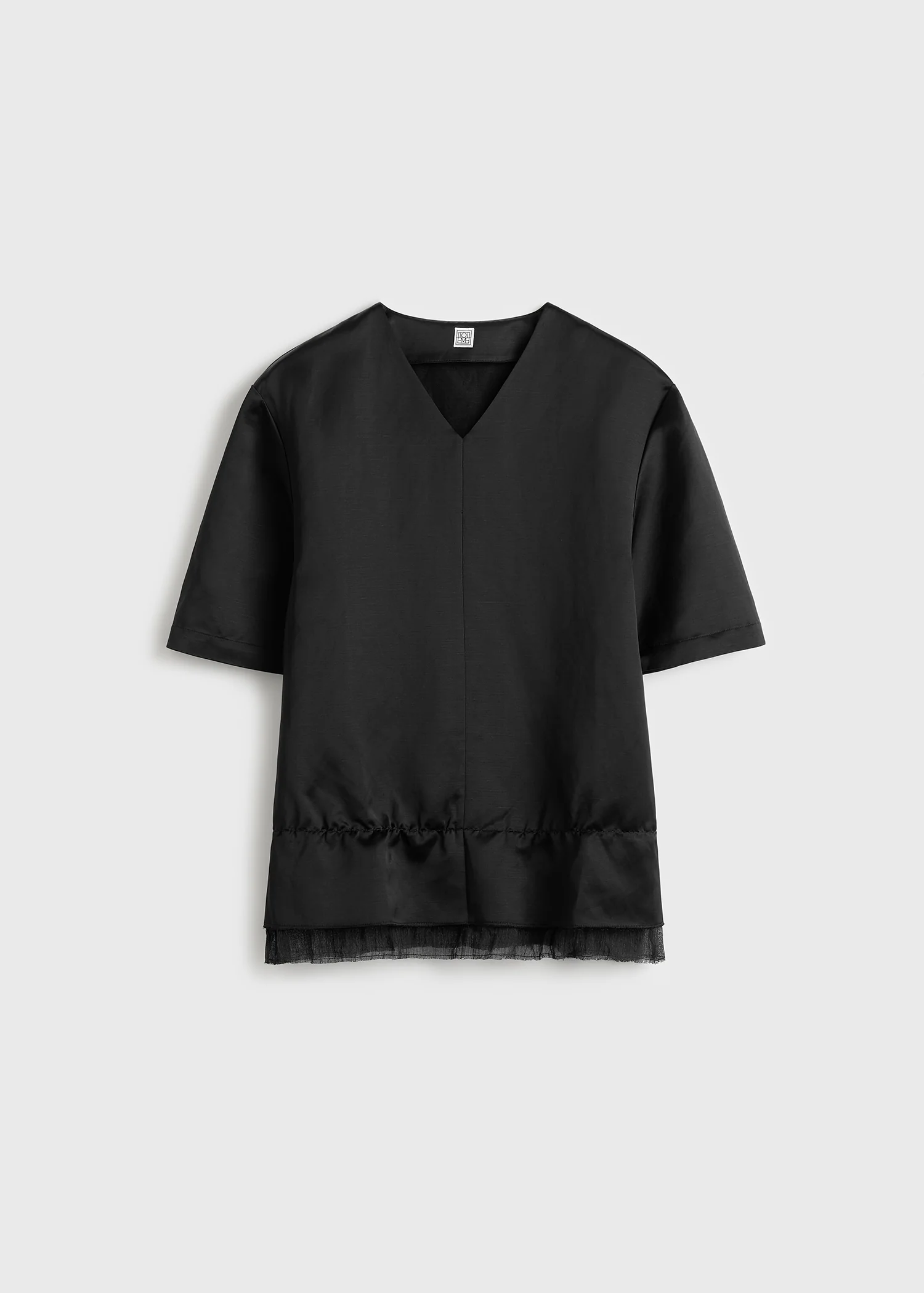 V-neck satin pullover black - Image 5