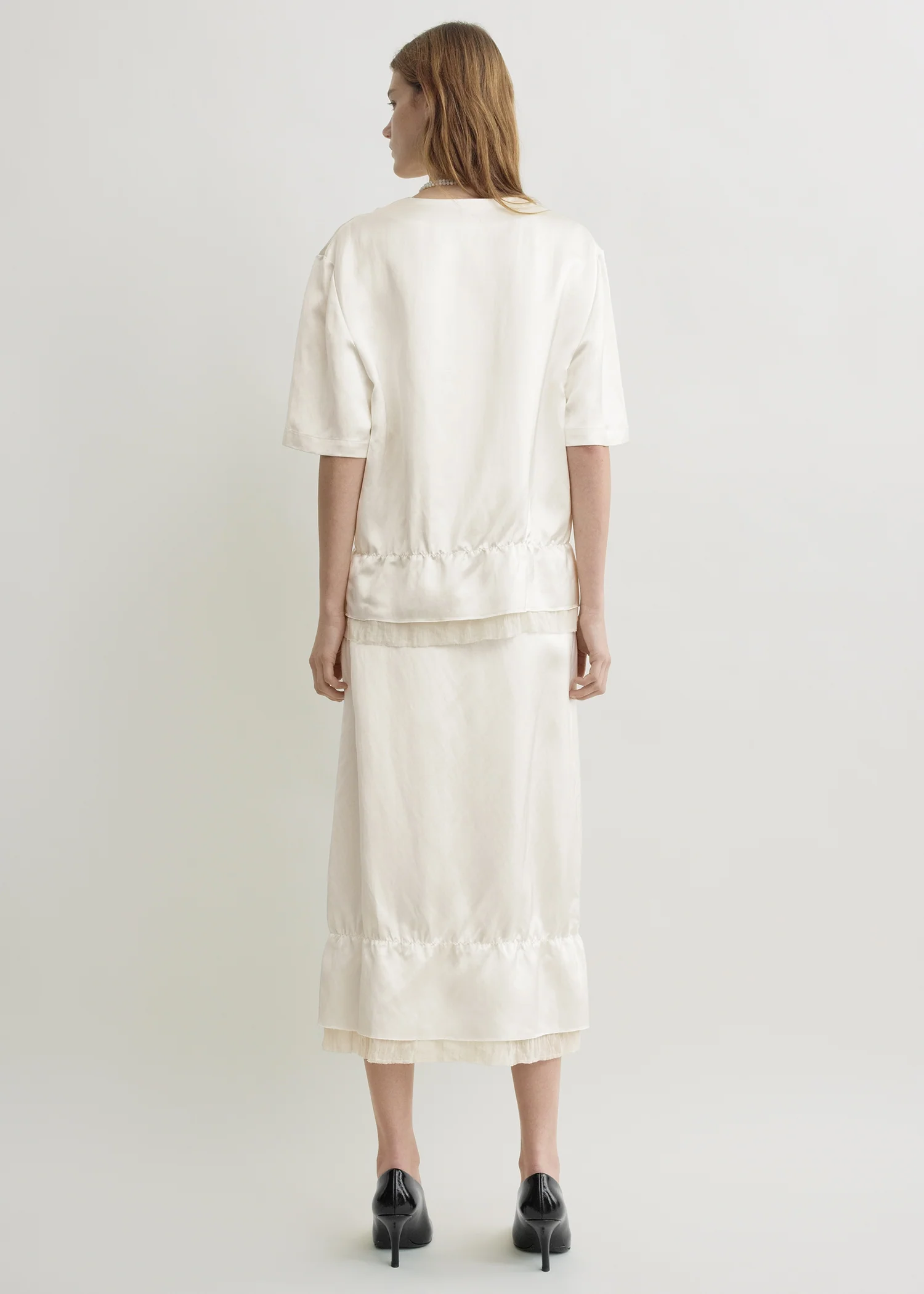 V-neck satin pullover white - Image 4