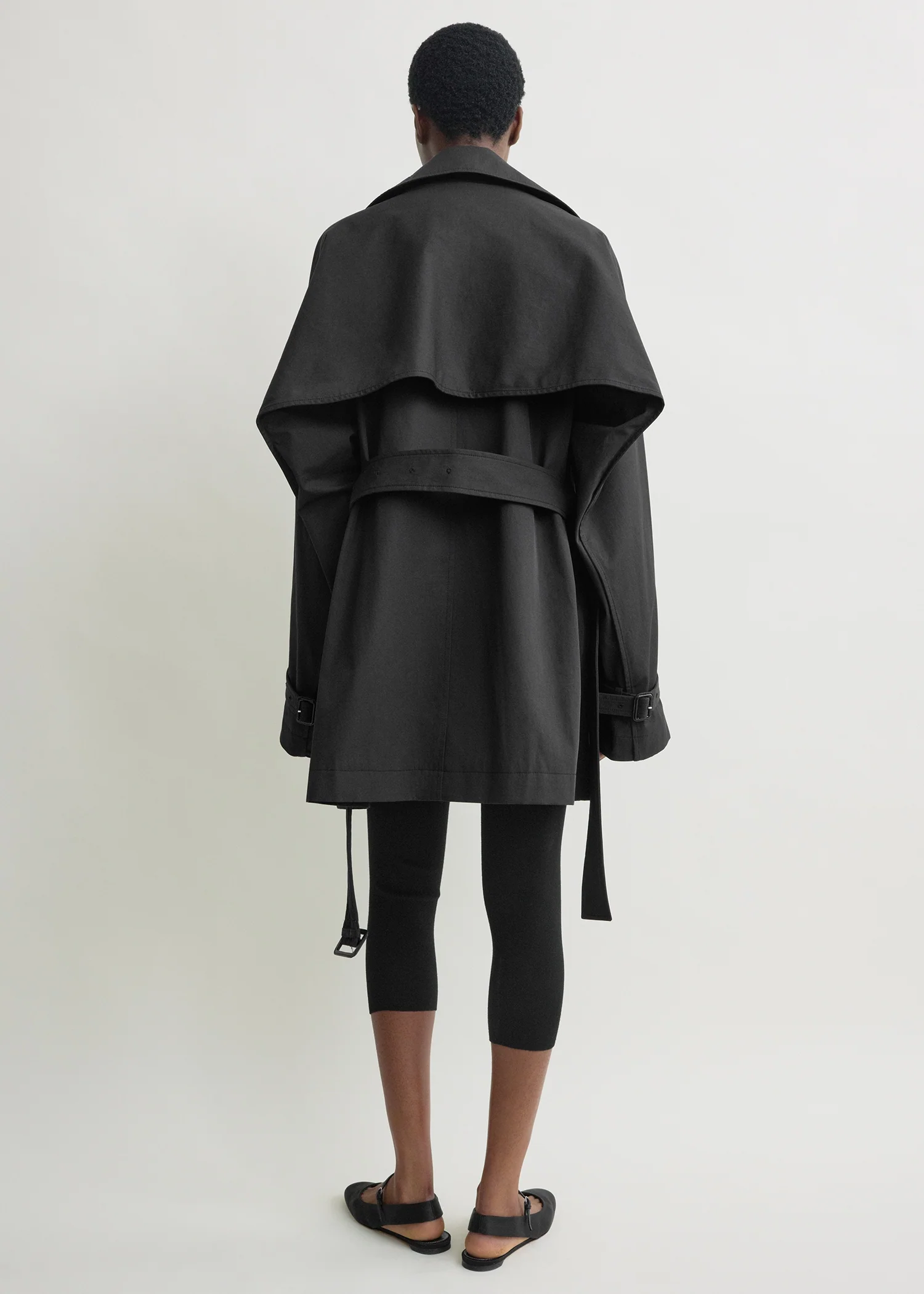 Washed cotton trench washed black - Image 3