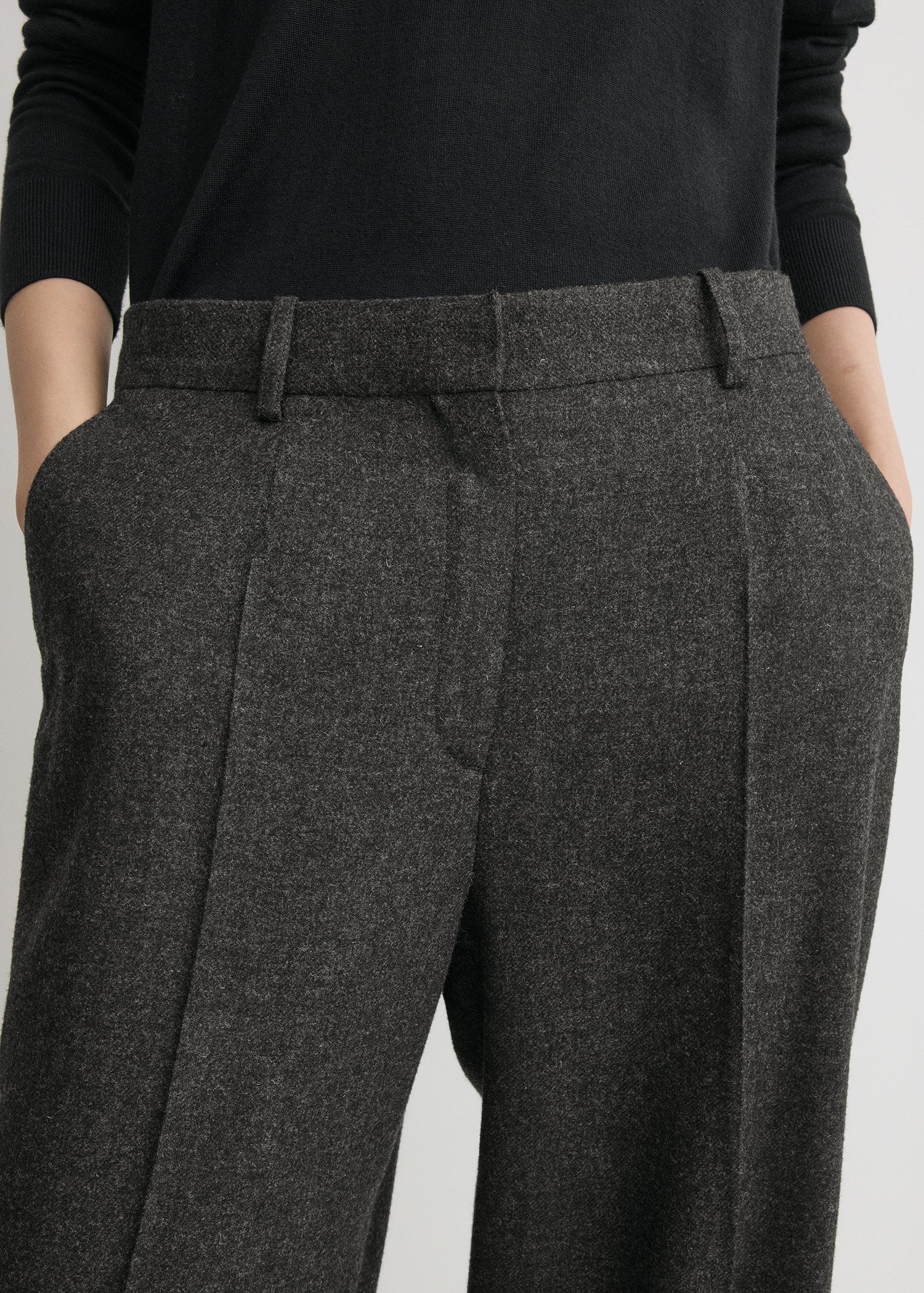 Wide flannel trousers charcoal - Image 5