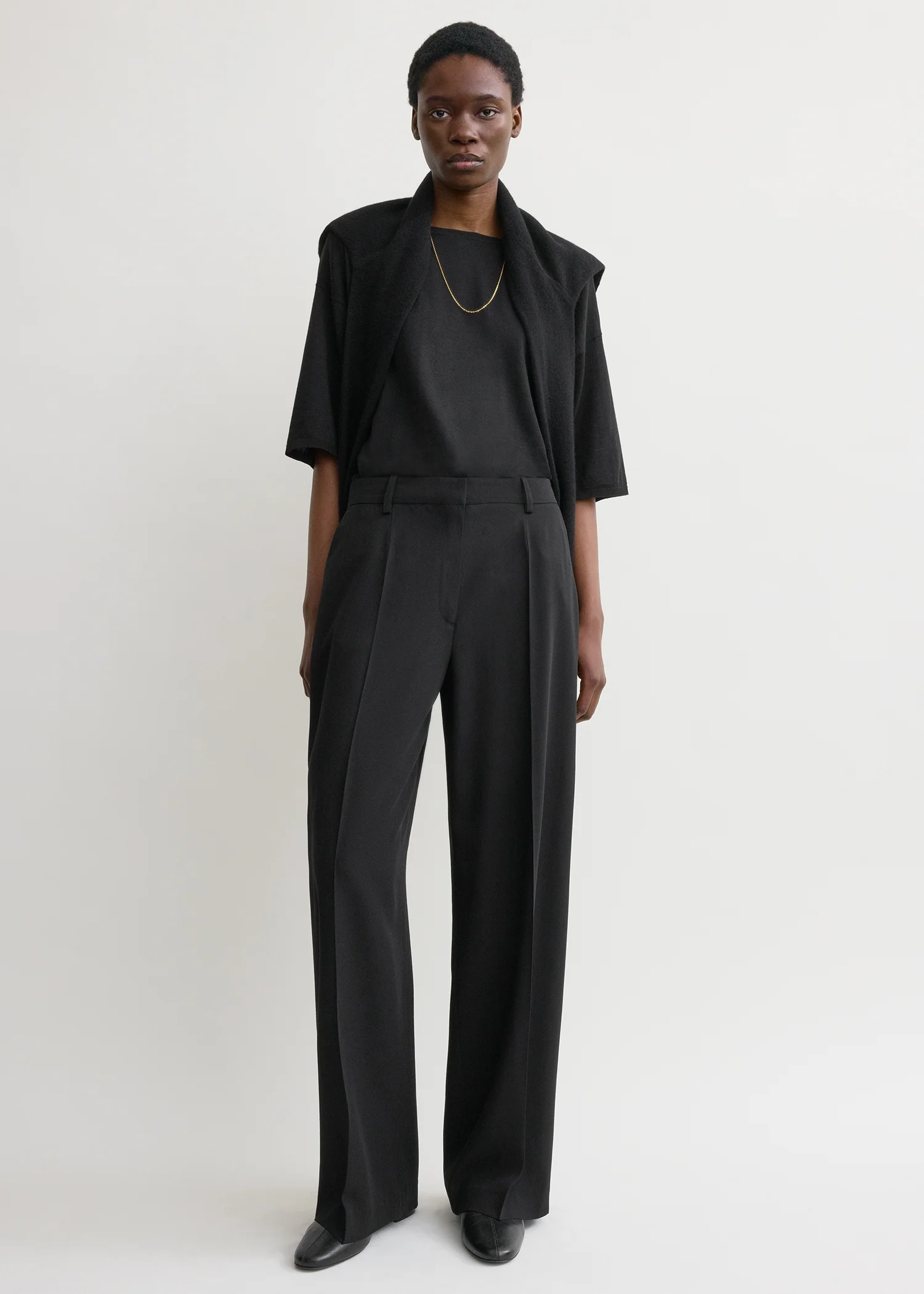 Wide fluid trousers black - Image 2