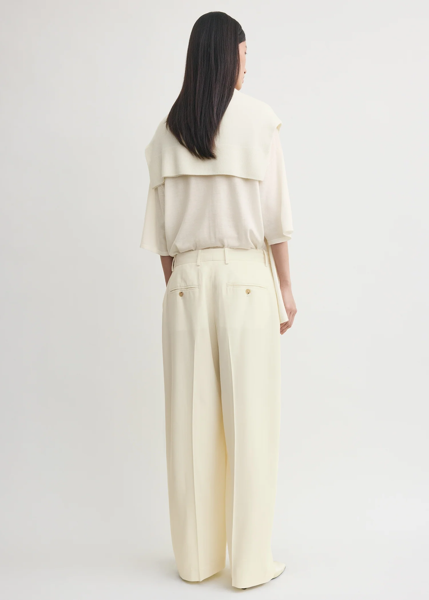 Wide fluid trousers ecru - Image 3