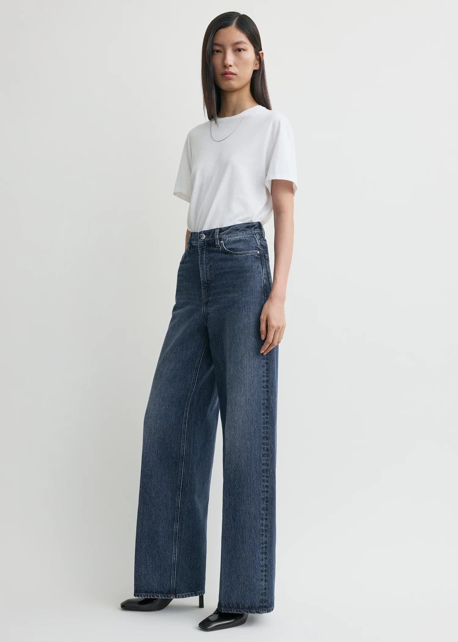 Wide leg denim dark blue
