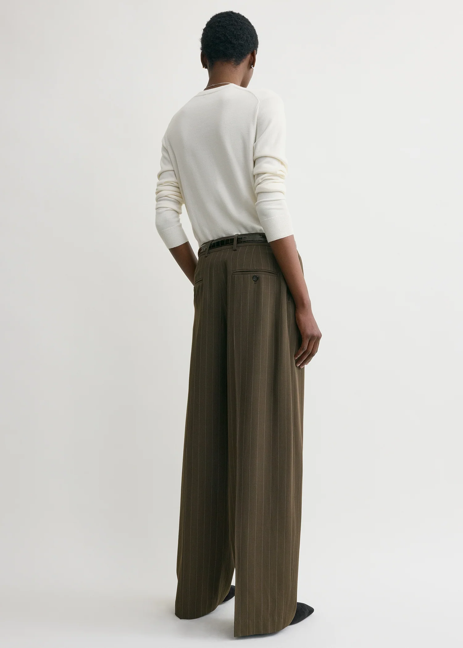 Wide pinstriped trousers pepper - Image 3