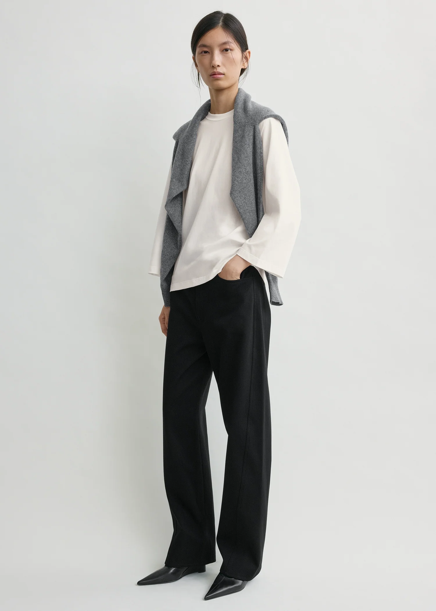 Wide-sleeve tee white
